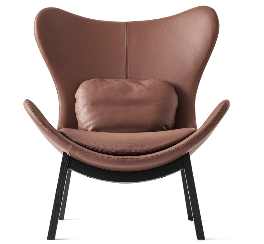 Sessel LAZY gepolstert mit schwarzem Holzgestell