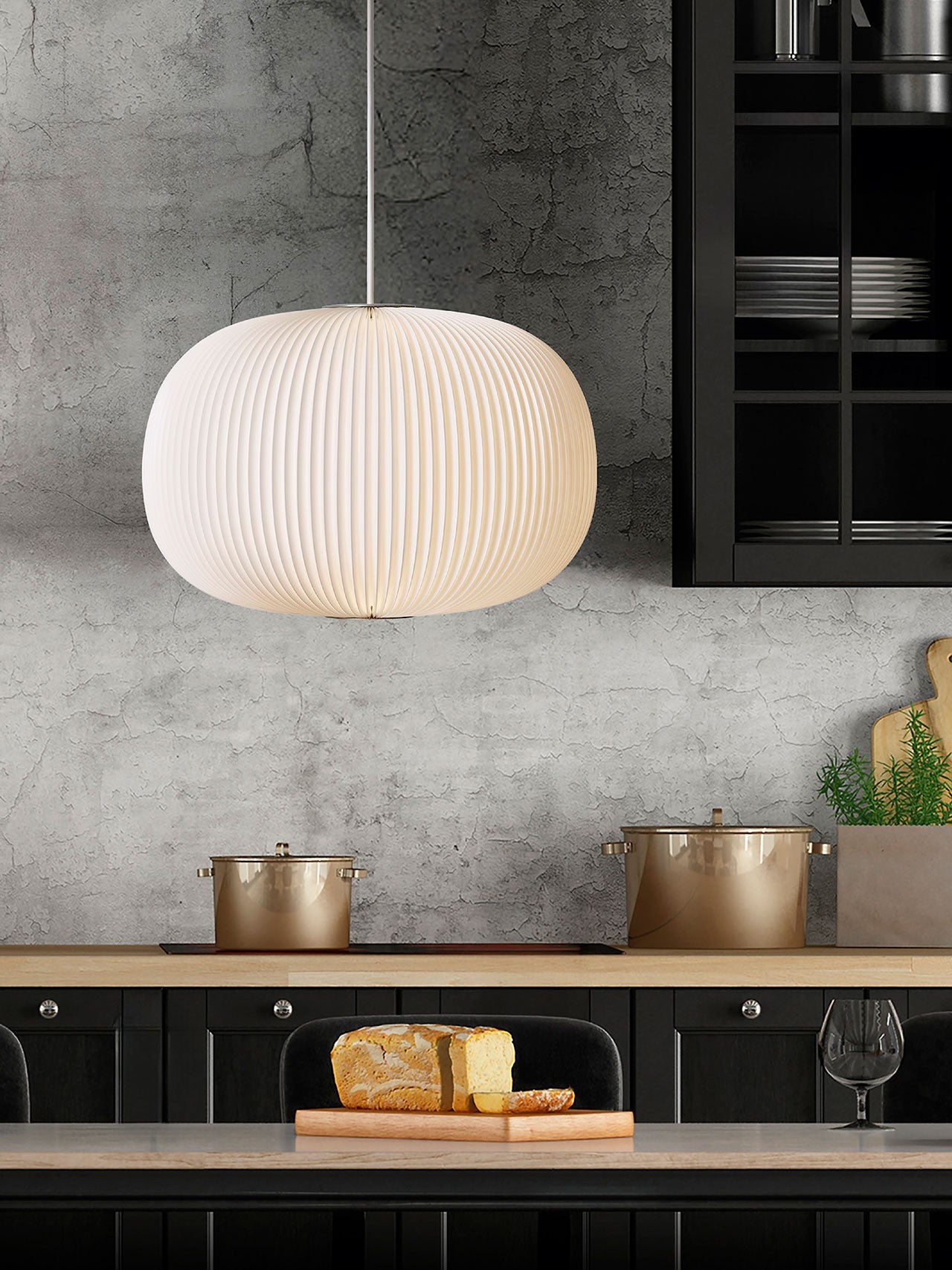 Lampa wisząca MODEL 132 LAMELLA 1 biały z czarnym wykończeniem