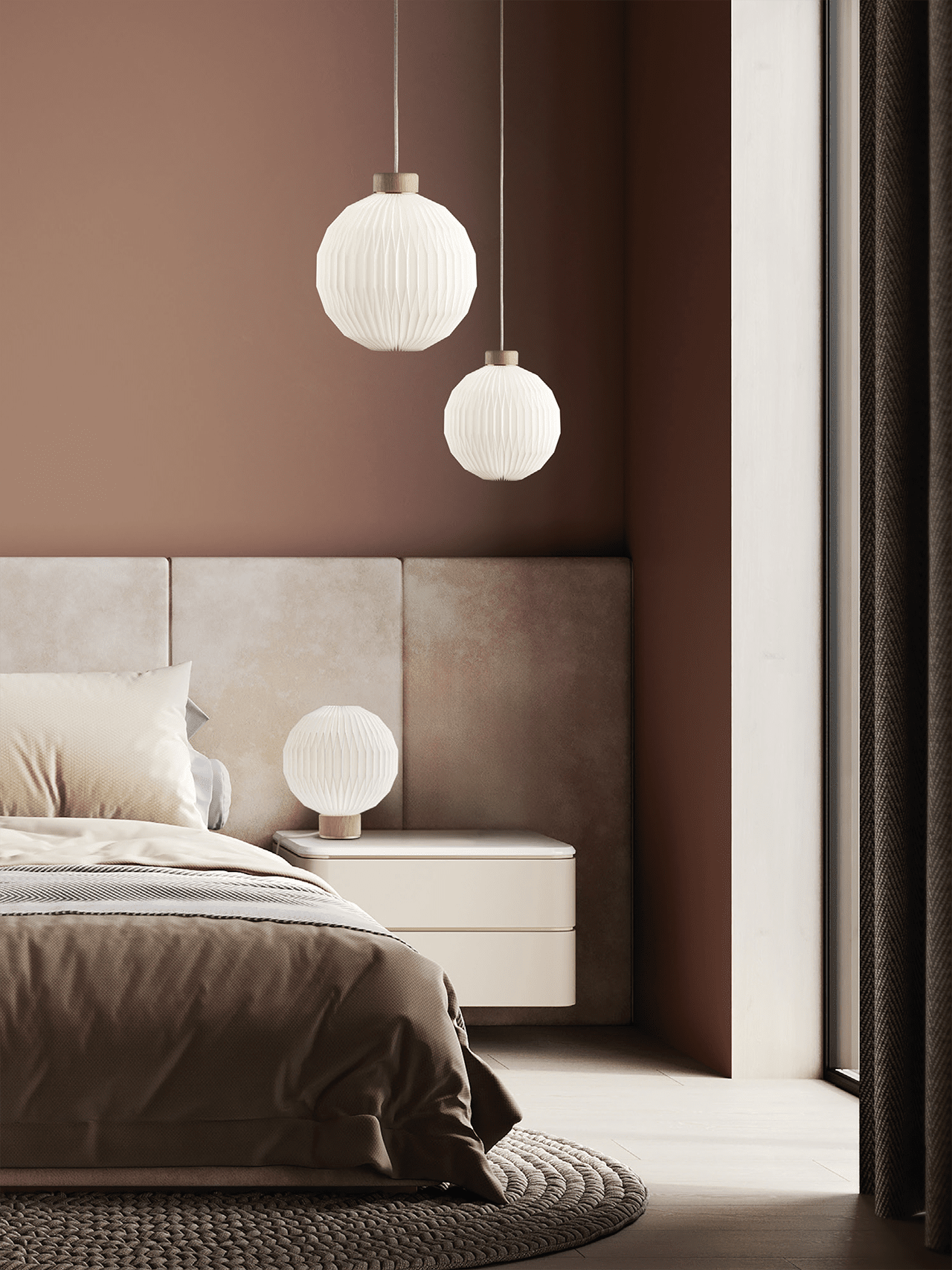 Lampa stołowa MODEL 375 biały z jasną dębową podstawą