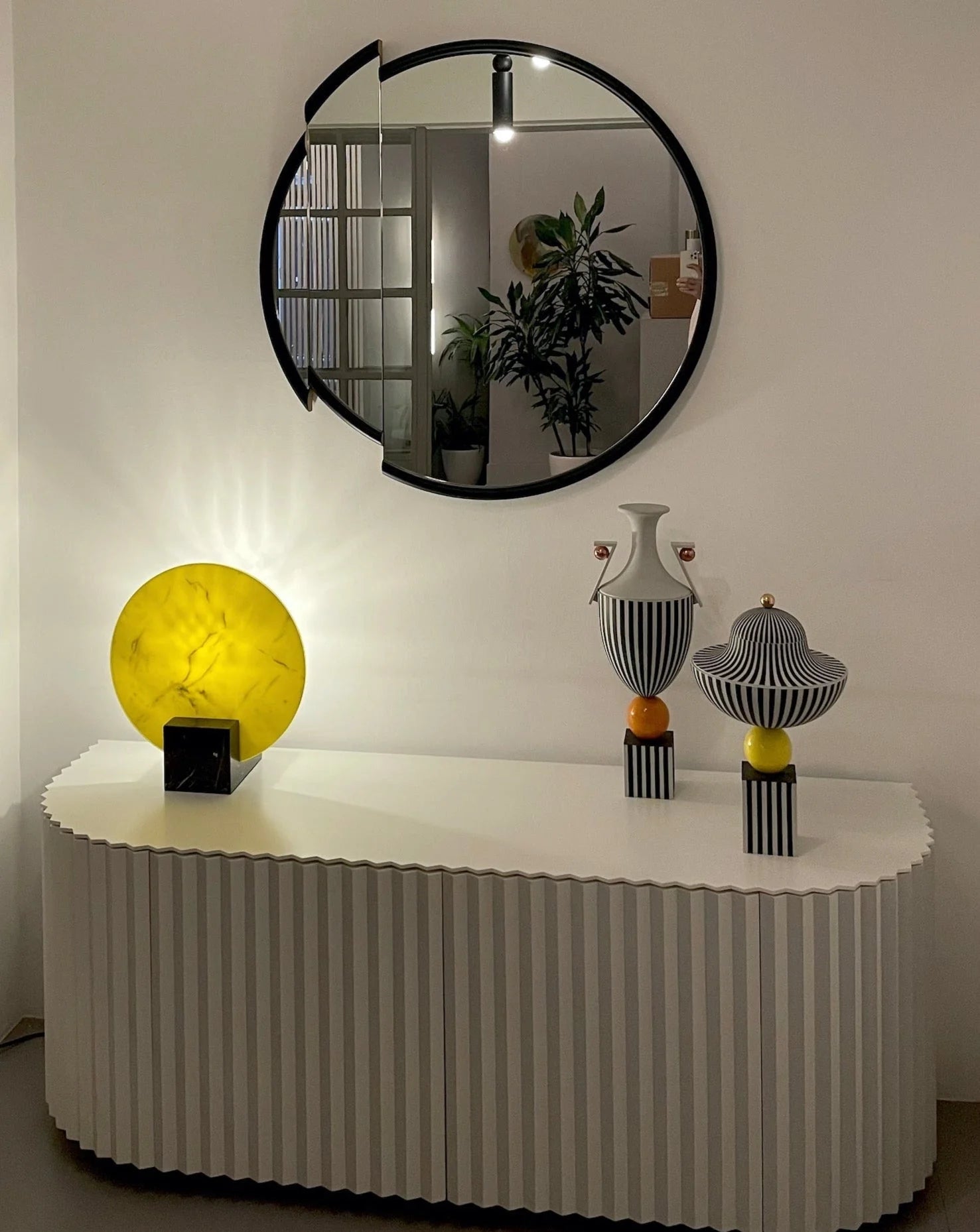 Lampa stołowa ACID MARBLE kwasowożółty z czarną marmurową podstawą