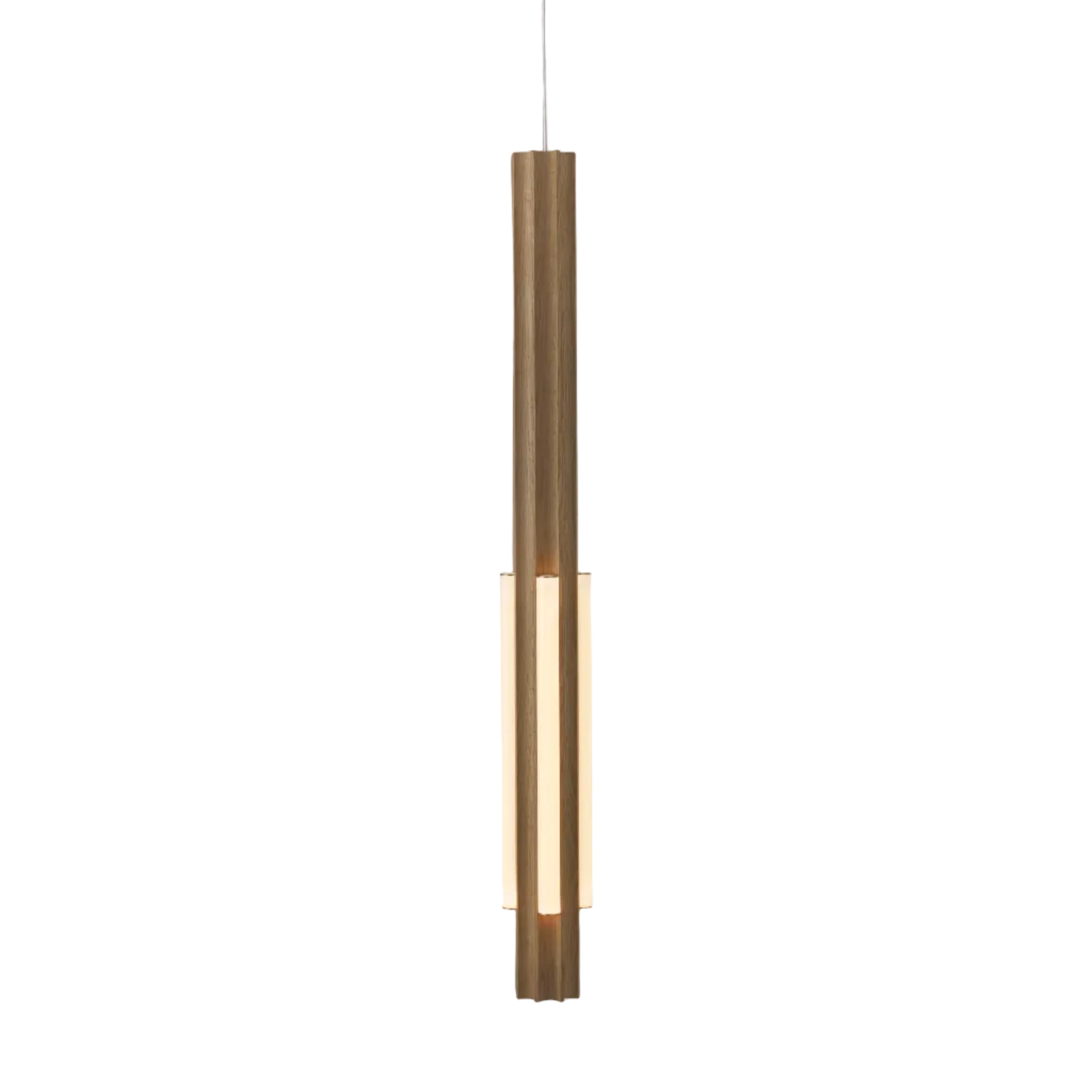Lampa wisząca ALTAR drewno dębowe z mosiężnym wykończeniem