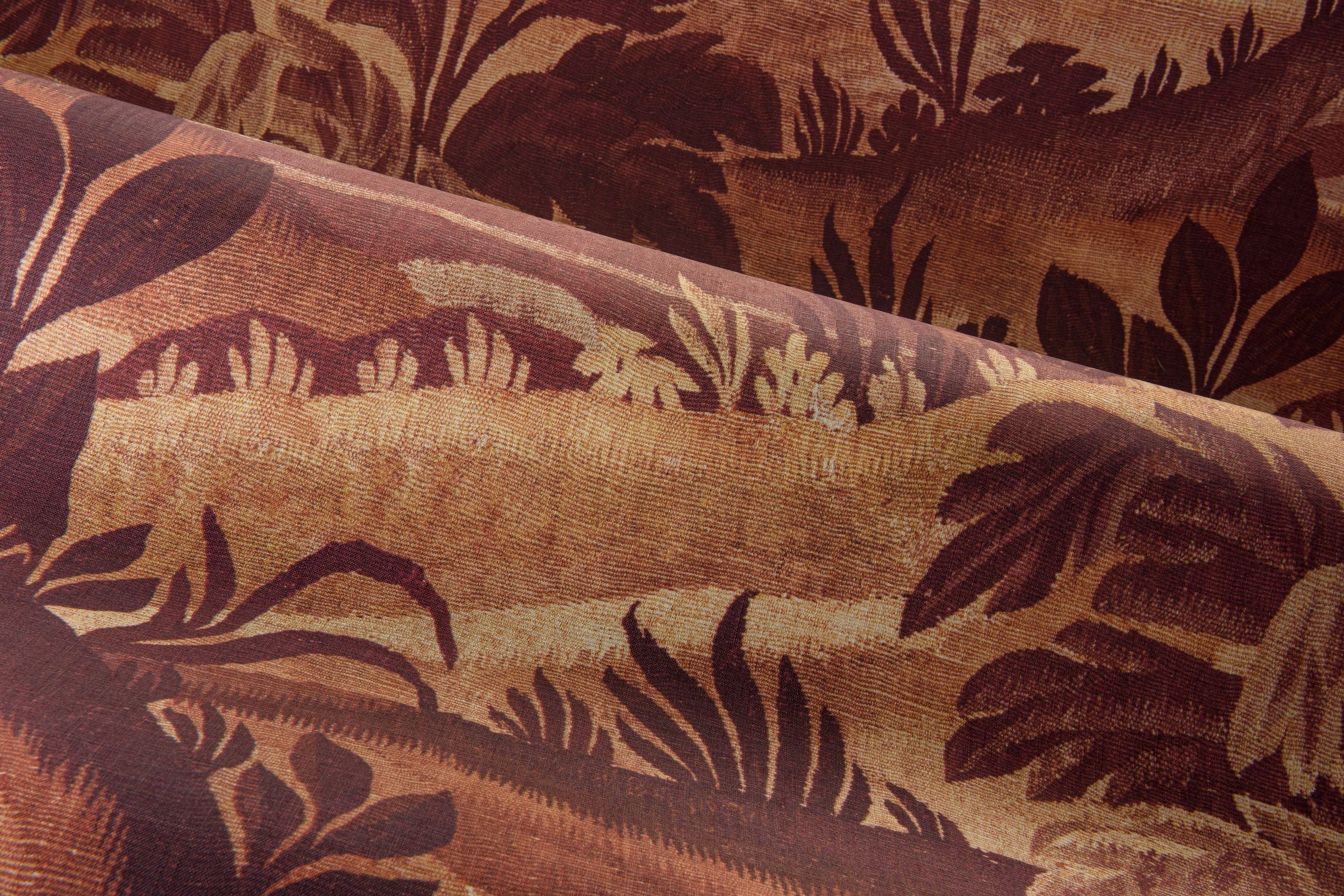 Textiltapete mit Pflanzenmotiv COLLINES rot mit beige