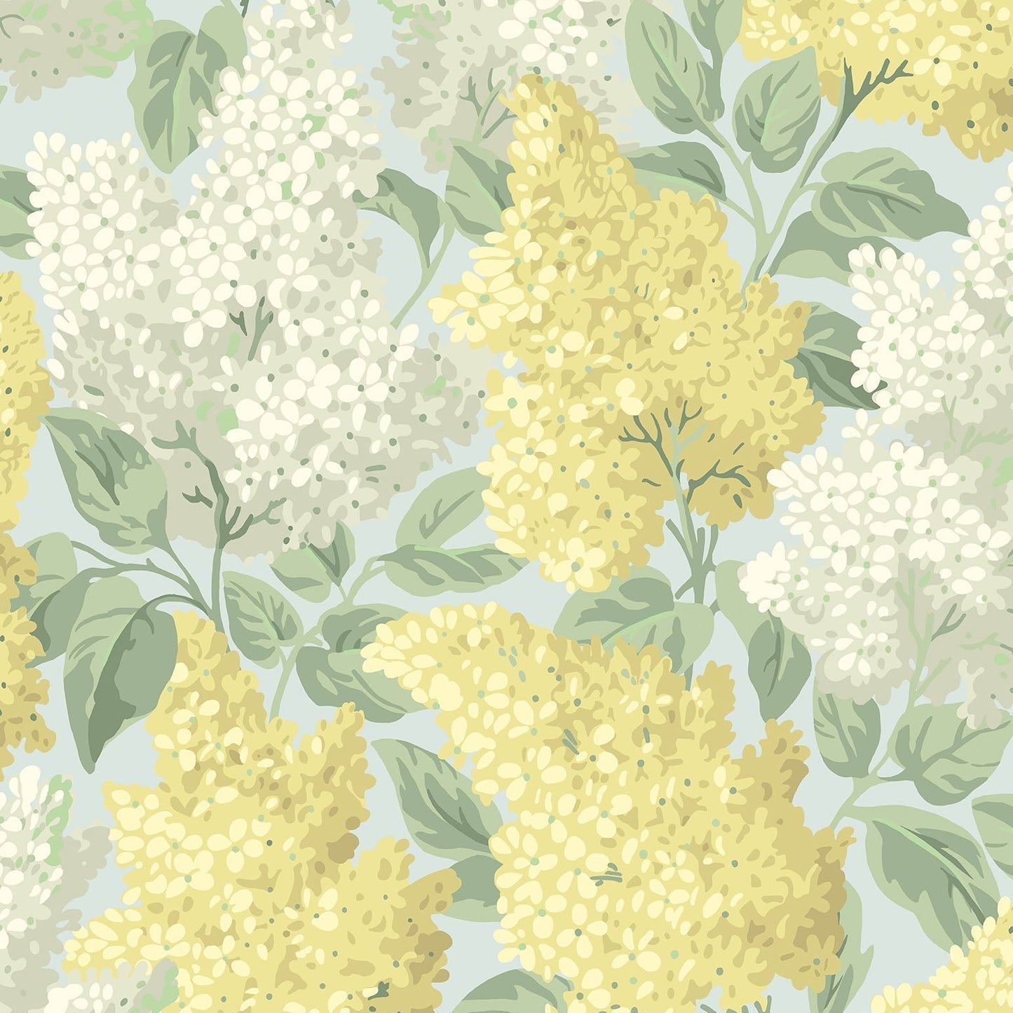 Tapete mit pflanzlichem Motiv von Flieder BOTANICAL BOTANICA - LILA gelb mit weiß