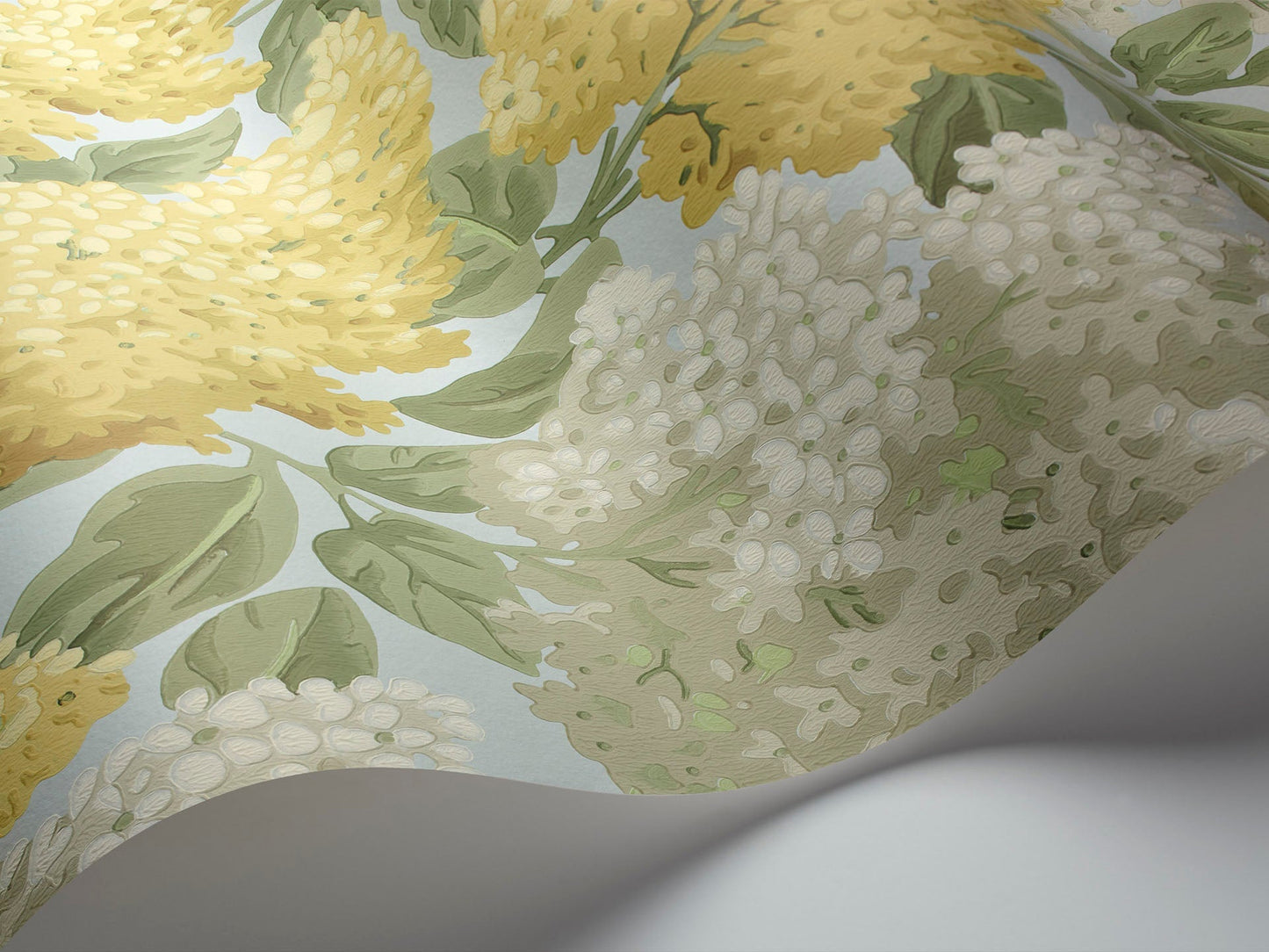 Tapete mit pflanzlichem Motiv von Flieder BOTANICAL BOTANICA - LILA gelb mit weiß