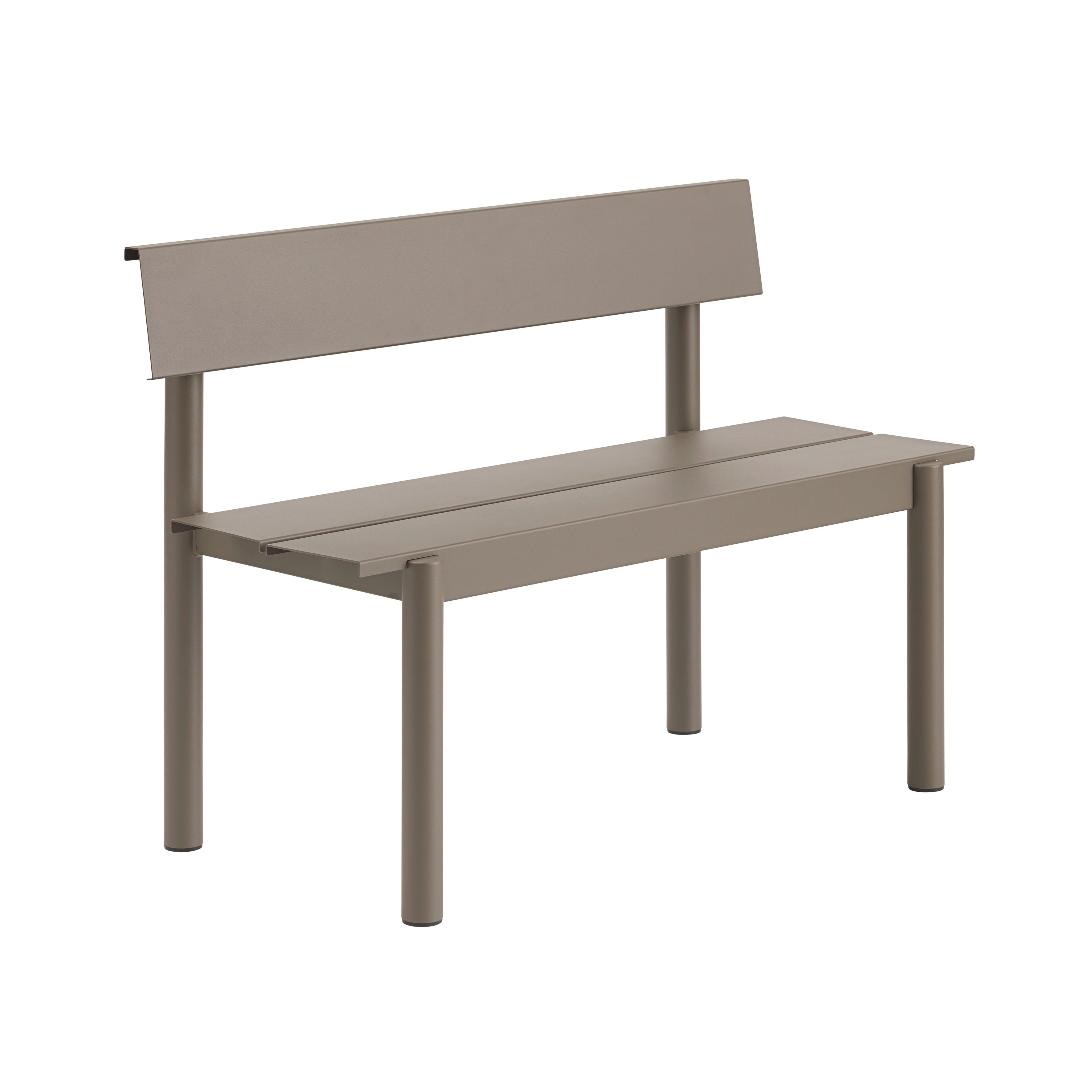 Bank mit Rückenlehne für den Außenbereich LINEAR taupe Stahl