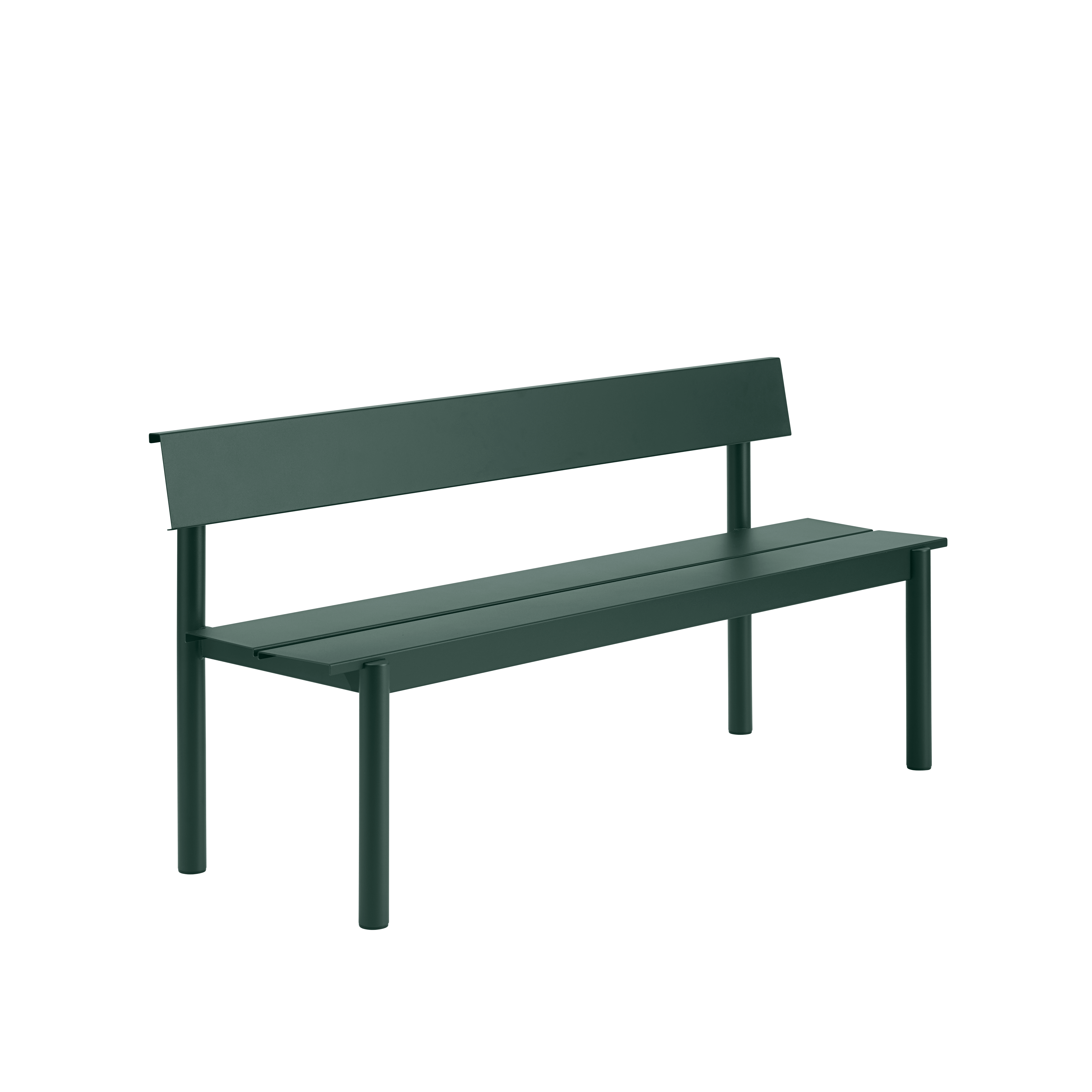 Outdoor bench with backrest LINEAR dark green steel