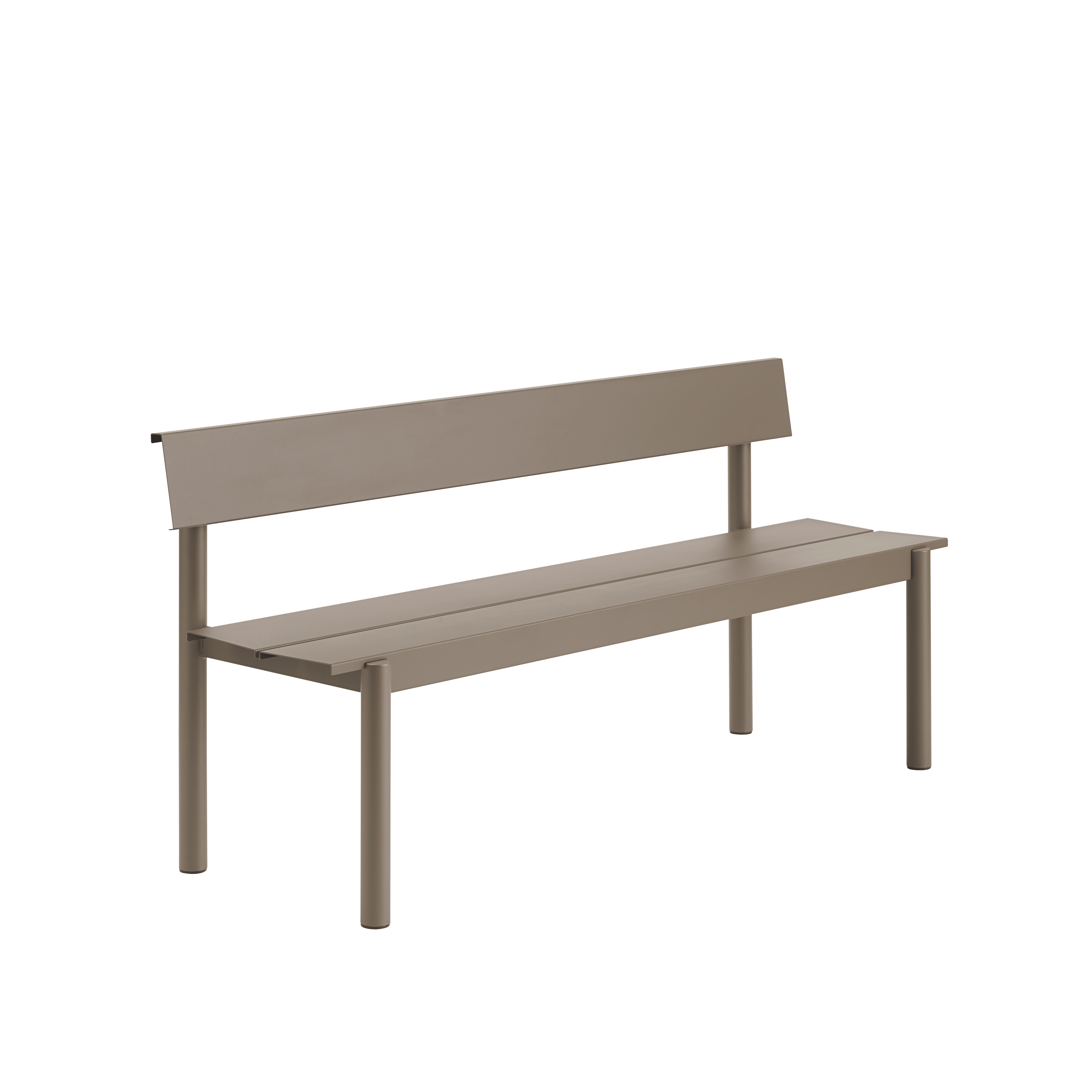 Bank mit Rückenlehne für den Außenbereich LINEAR taupe Stahl