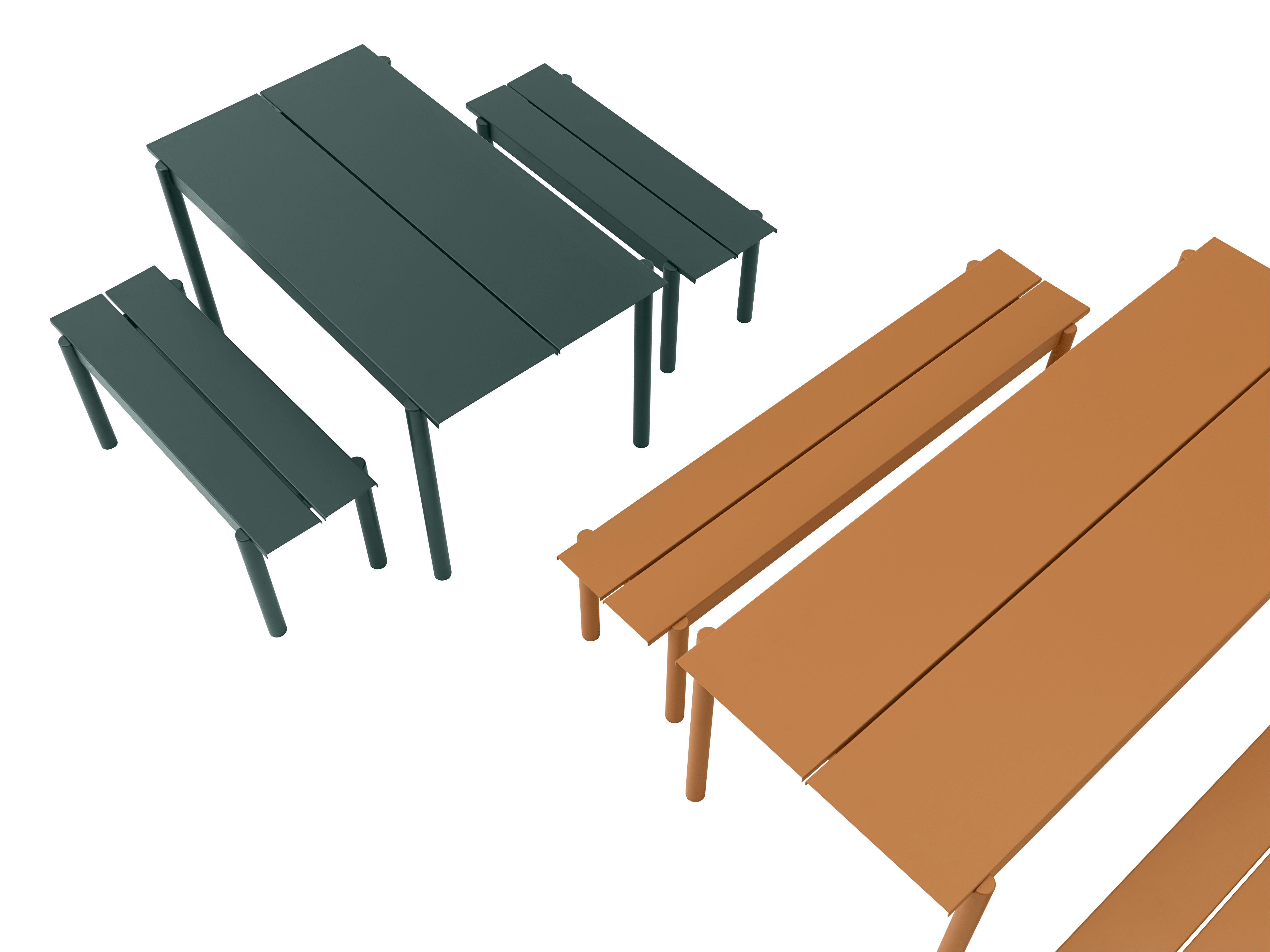 Ławka zewnętrzna LINEAR ciemnozielona stal