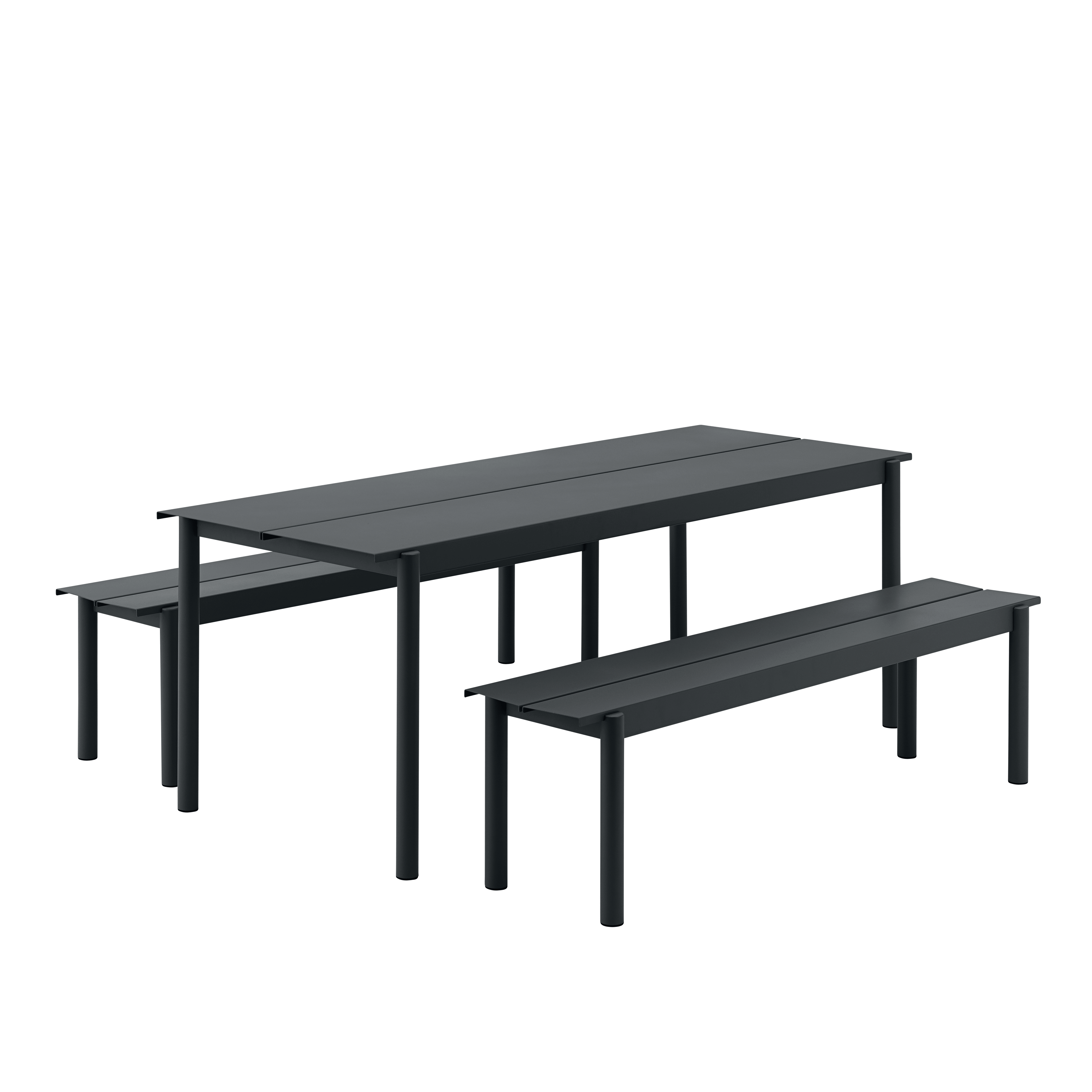 Ławka zewnętrzna LINEAR czarna stal
