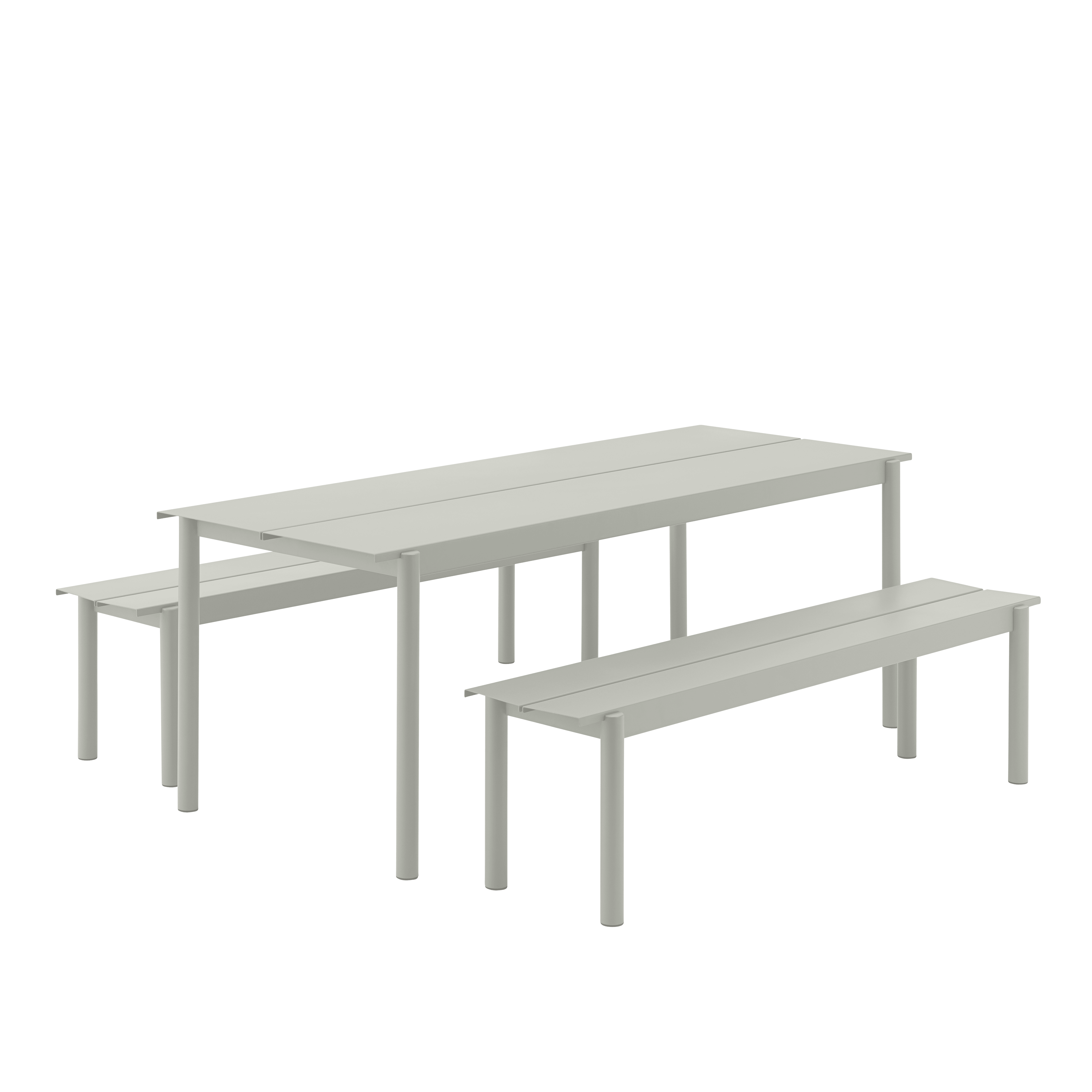 LINEAR Gray Steel Outdoor Bench