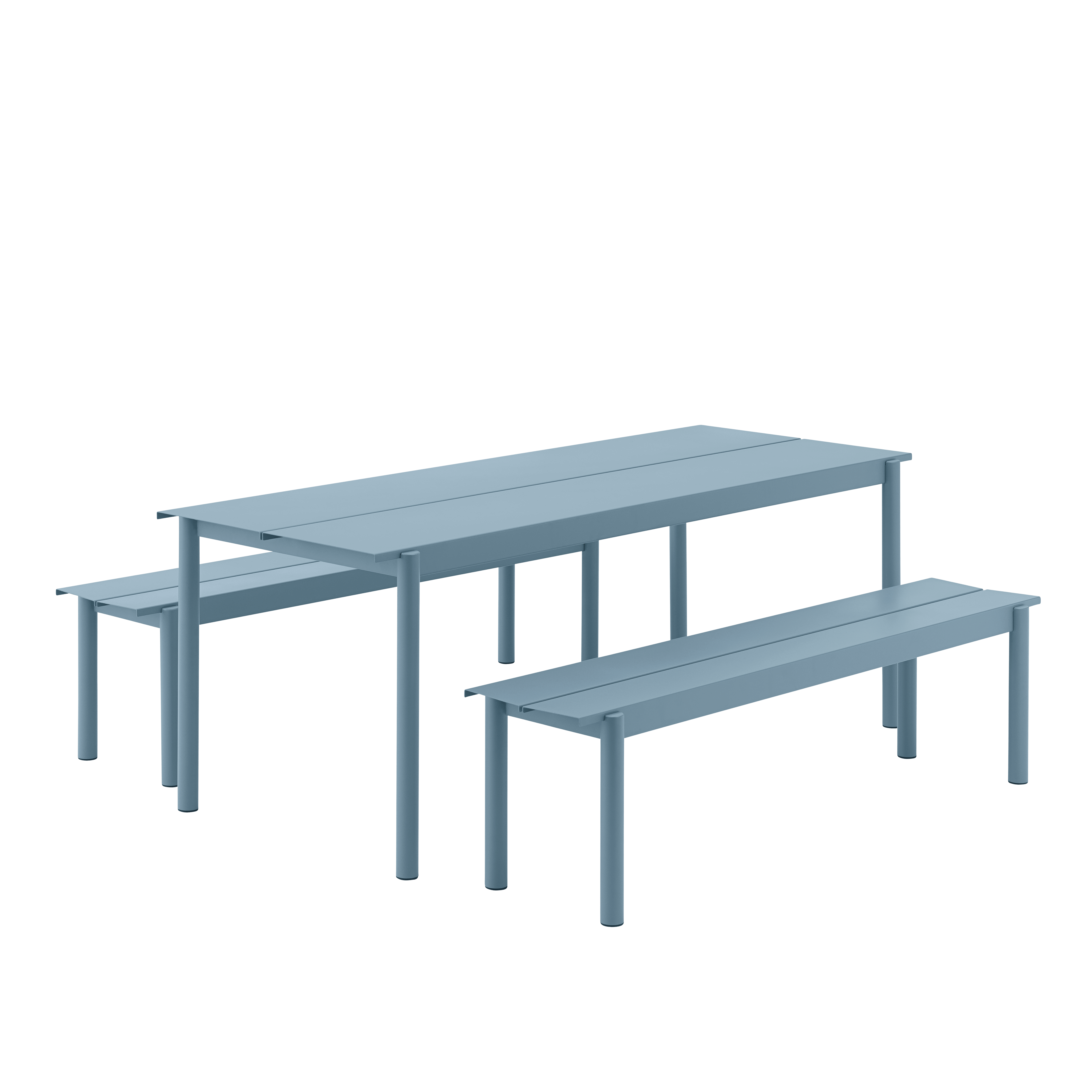 Ławka zewnętrzna LINEAR błękitna stal