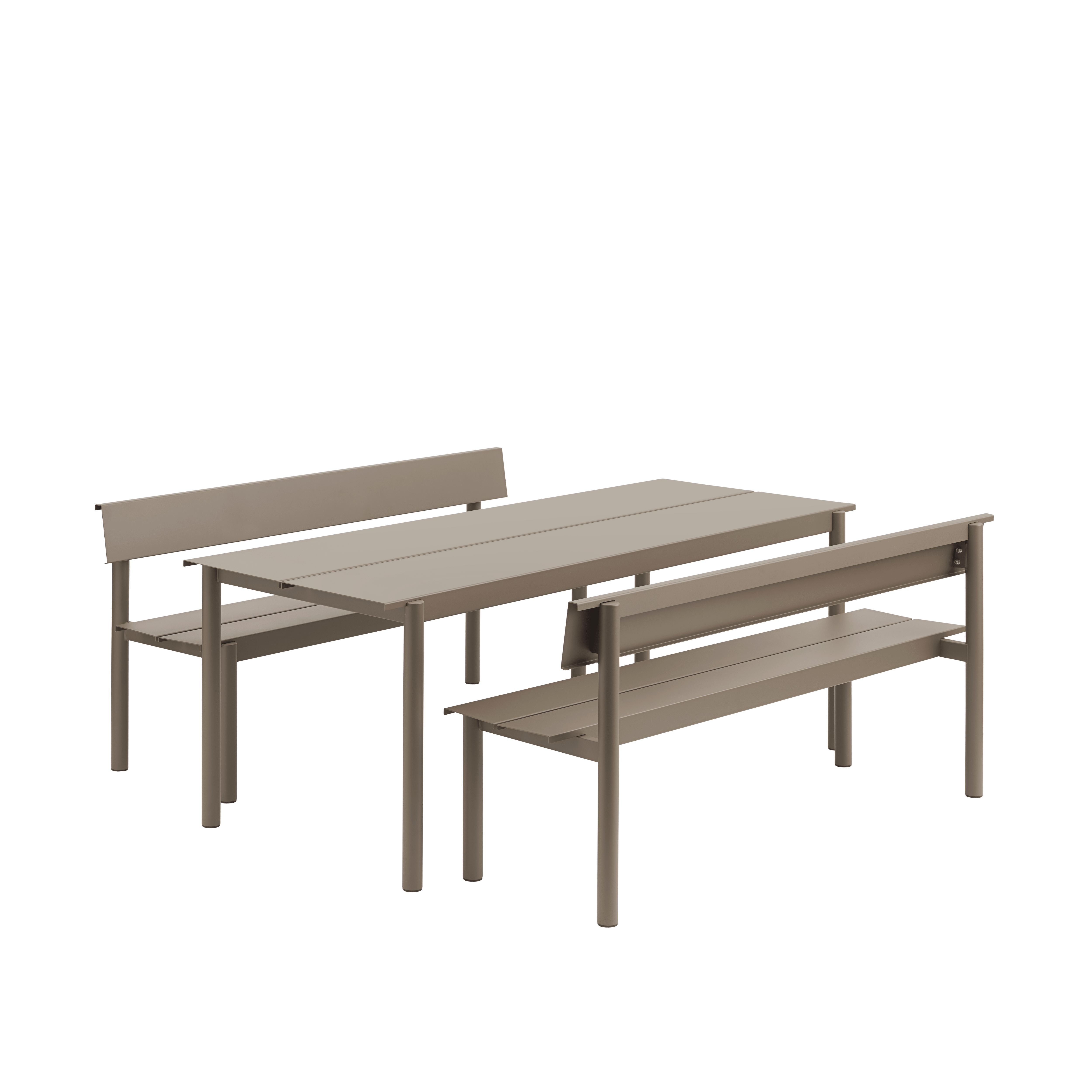Bank mit Rückenlehne für den Außenbereich LINEAR taupe Stahl