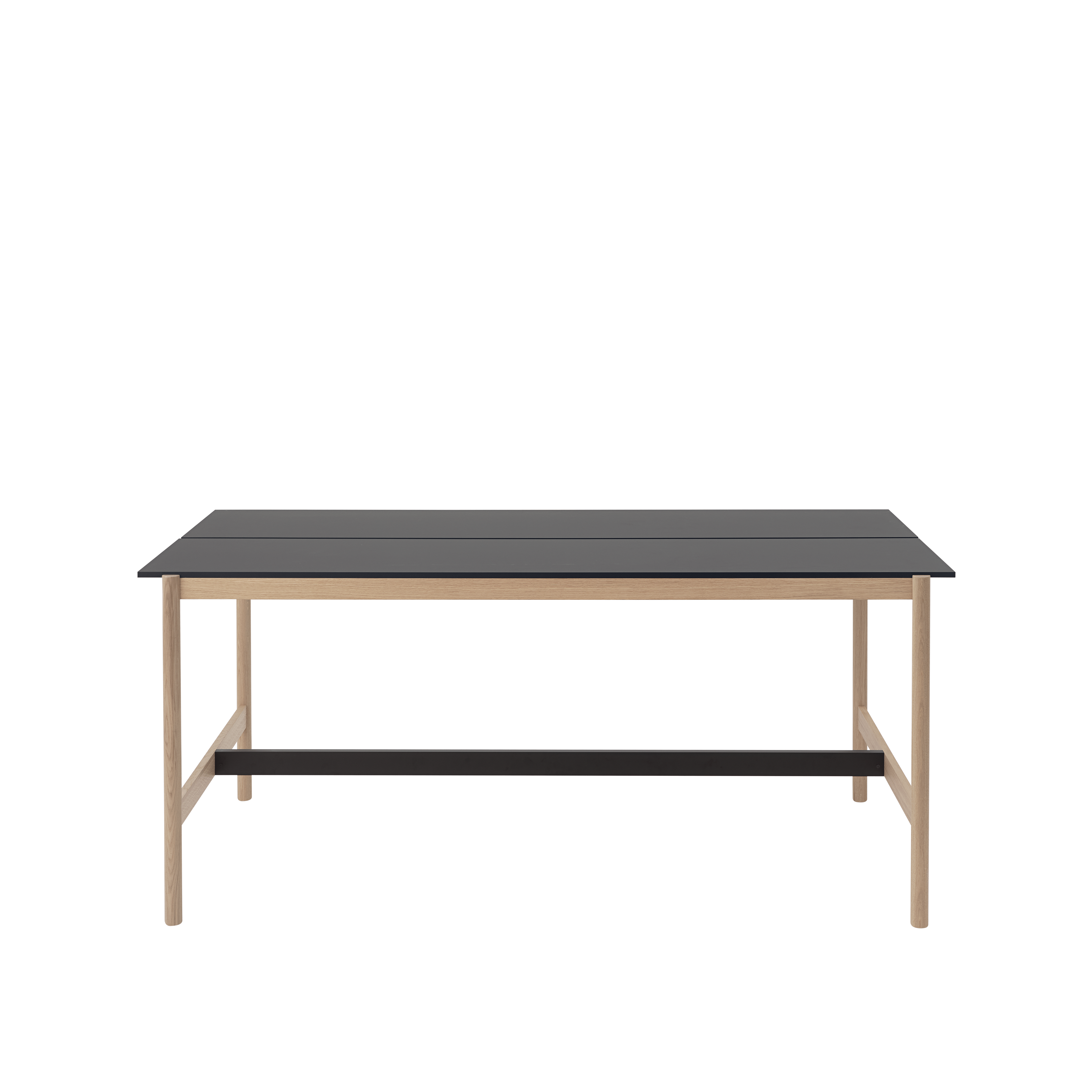 Bürotisch LINEAR SYSTEM HIGH in Schwarz mit Eichenbasis aus Nanolaminat