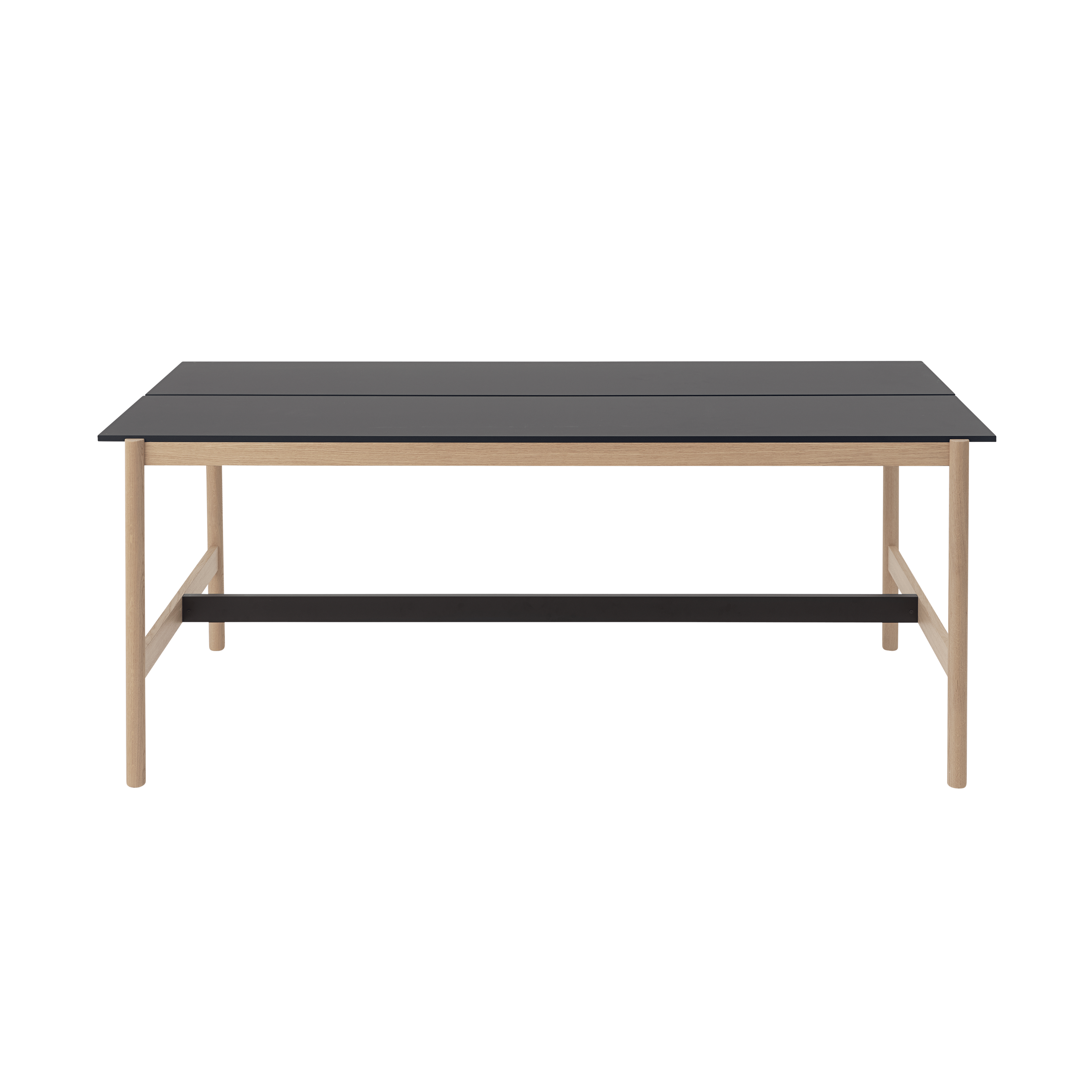 Bürotisch LINEAR SYSTEM HIGH in Schwarz mit Eichenbasis aus Nanolaminat