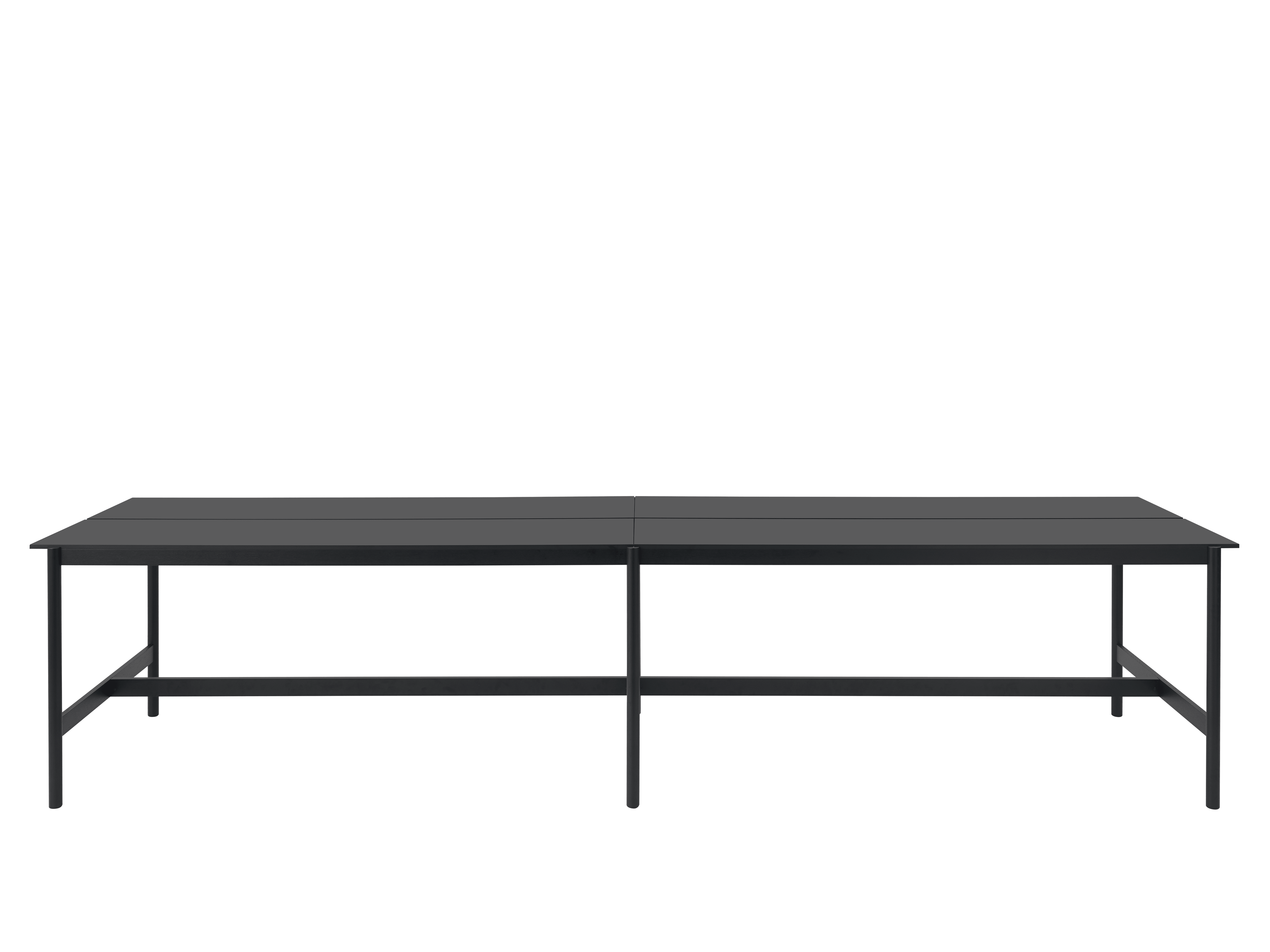 Bürotisch LINEAR SYSTEM HIGH - KONFIGURATION 2, schwarzes Nanolaminat mit schwarzem Gestell
