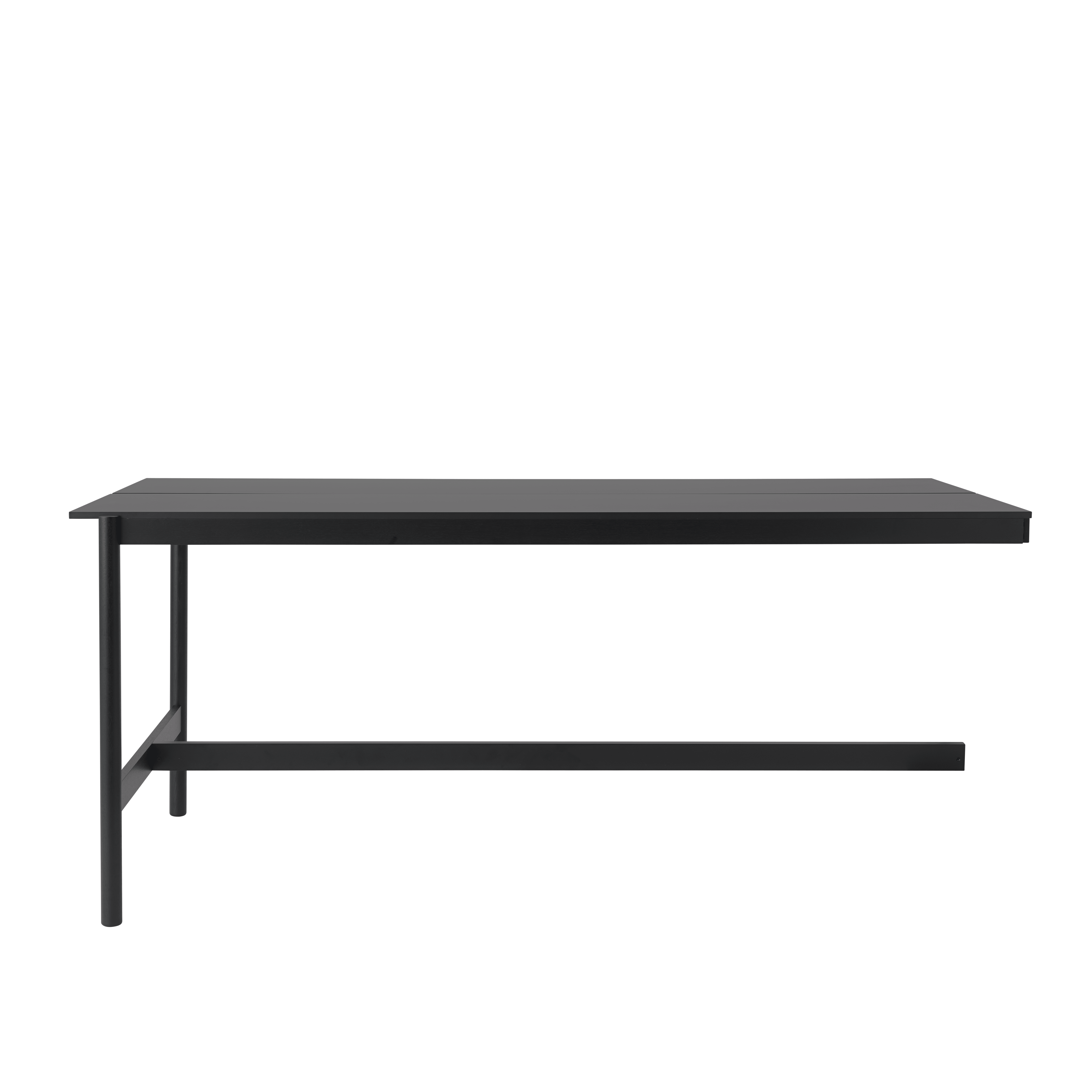Bürotisch LINEAR SYSTEM HIGH - KONFIGURATION 1 in schwarzem Nanolaminat mit schwarzem Gestell