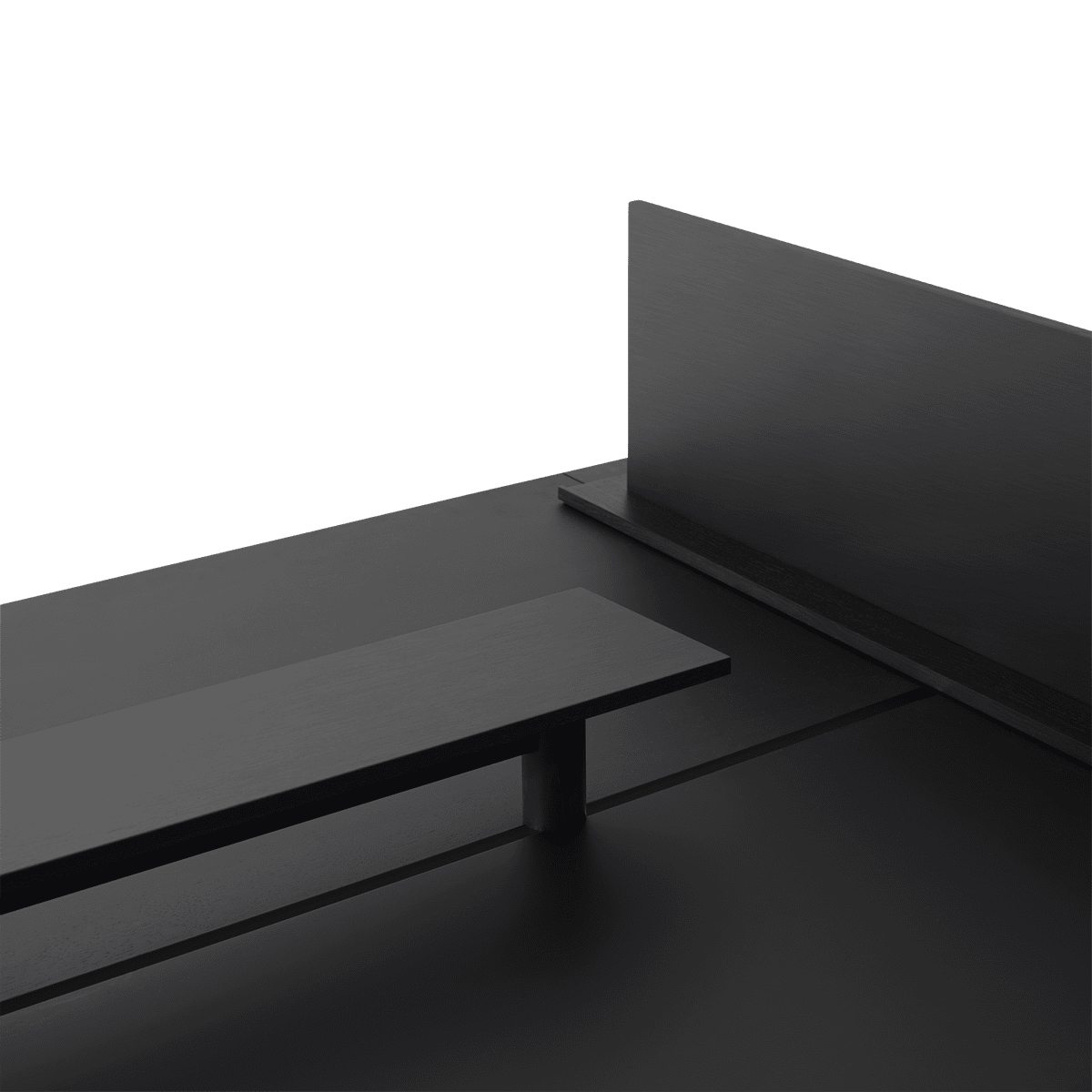 Bürotisch LINEAR SYSTEM - KONFIGURATION 2 in schwarzem Nanolaminat mit schwarzem Gestell