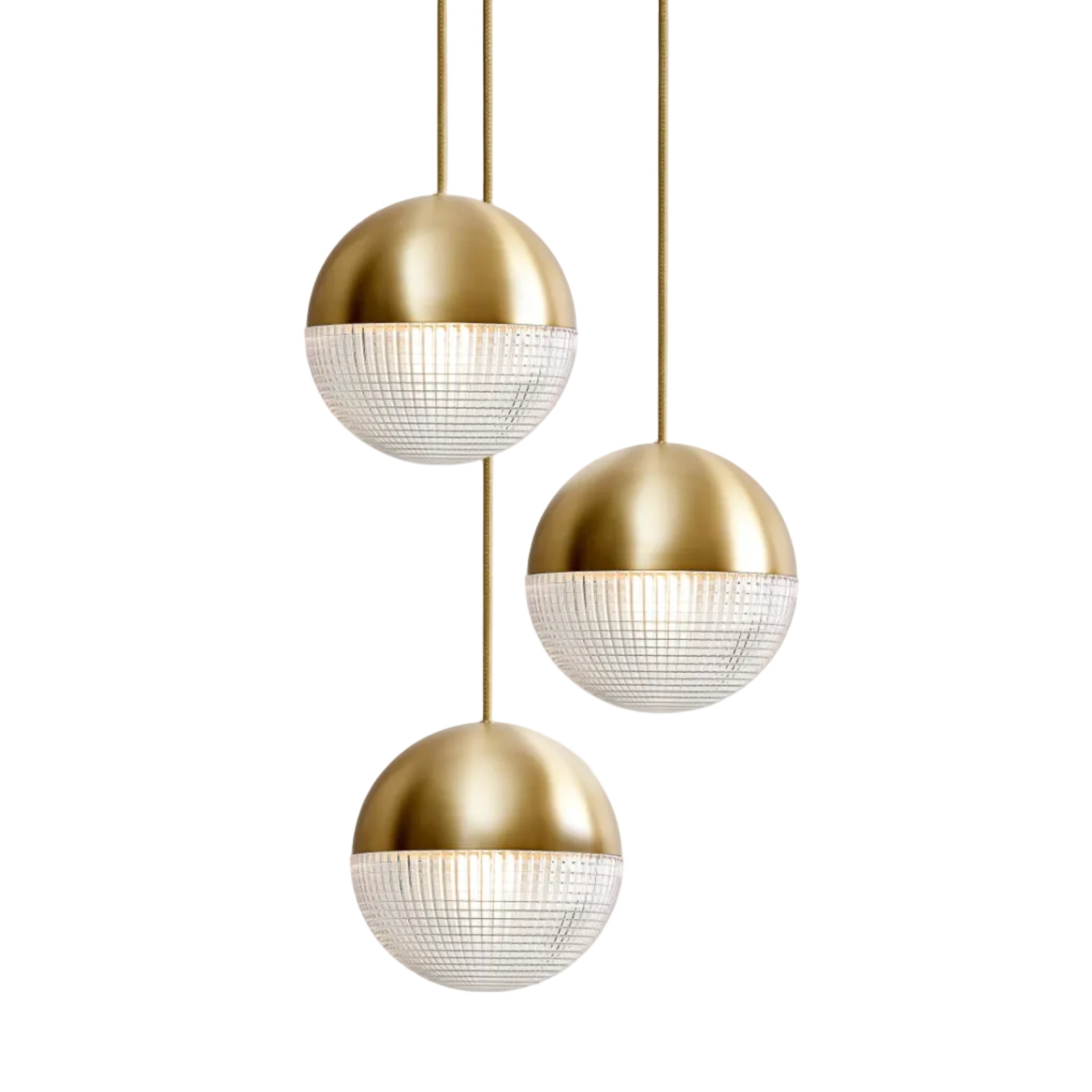 Lampa wisząca 3-punktowa LENS FLAIR mosiężny