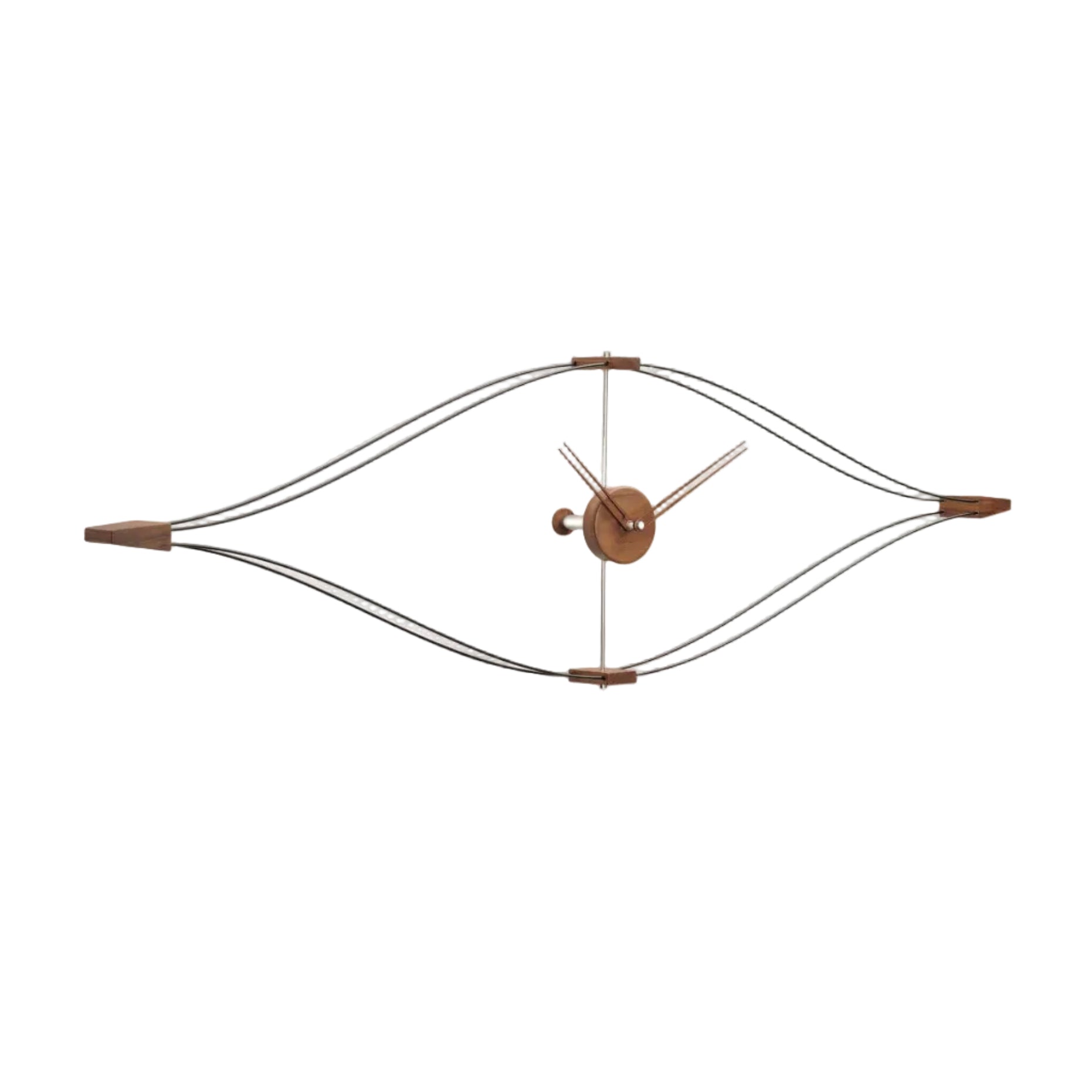 Wall Clock LOOK Walnut Wood with Chrome and Black