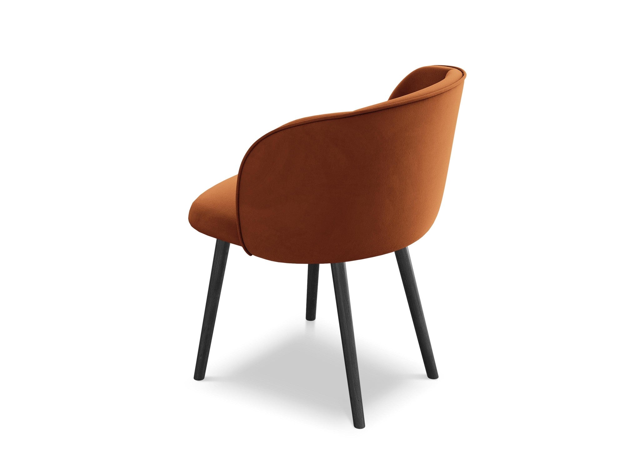 Krzesło aksamitne MAIA terakota z czarną dębową podstawą