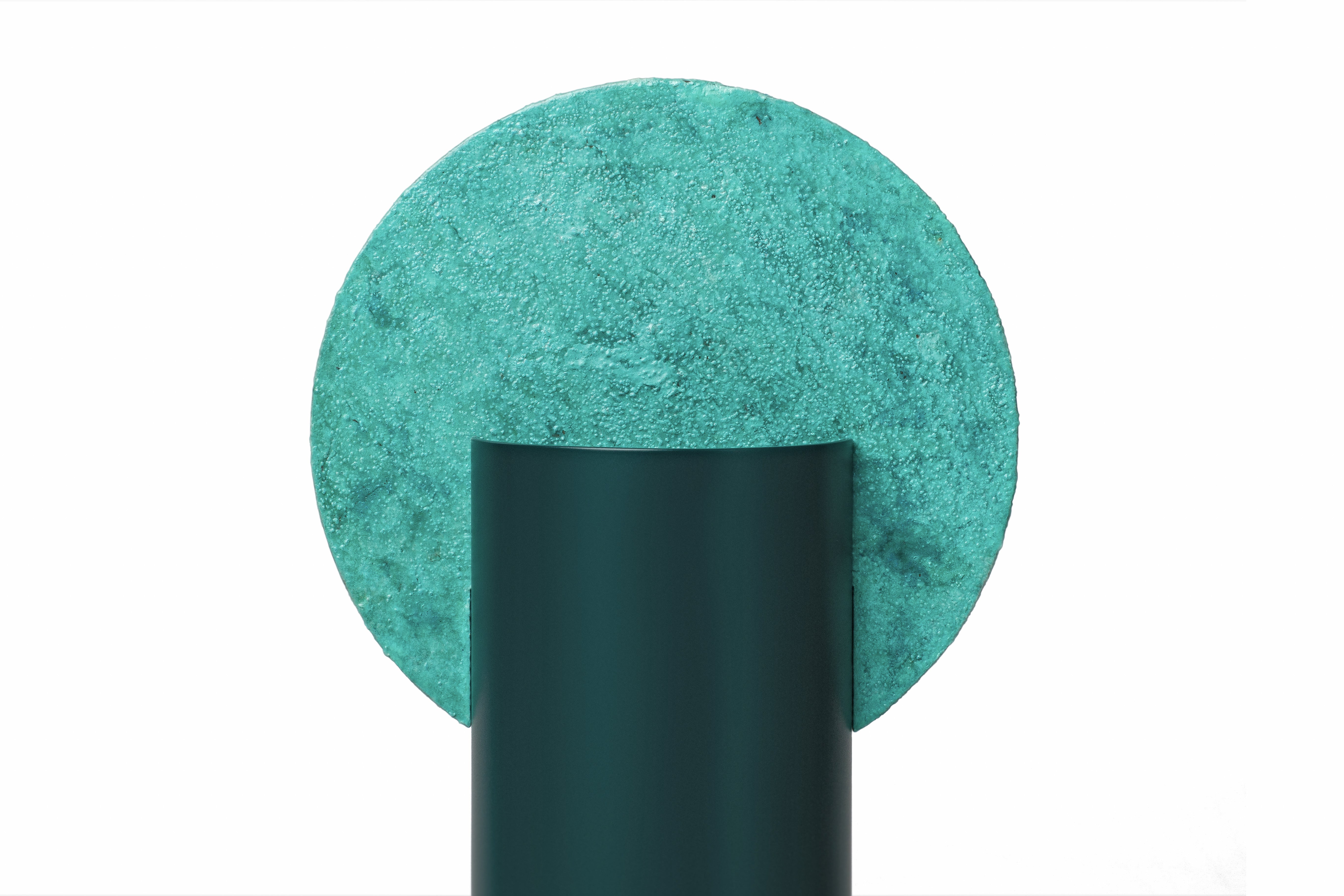 MALEVICH Vase - NUMBERED EDITION green with oxidized copper