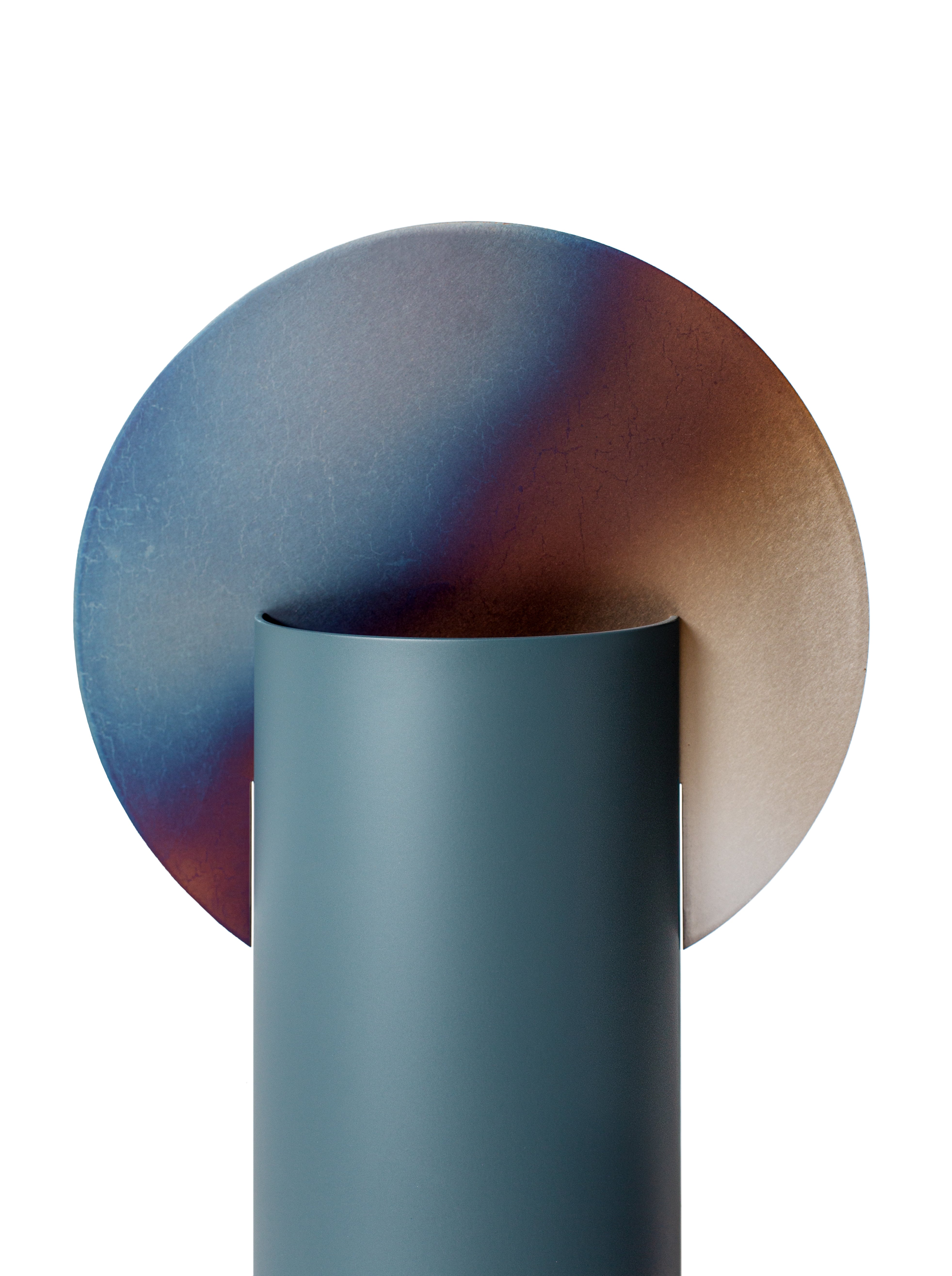 MALEVICH Vase - NUMBERED EDITION blue with oxidized steel