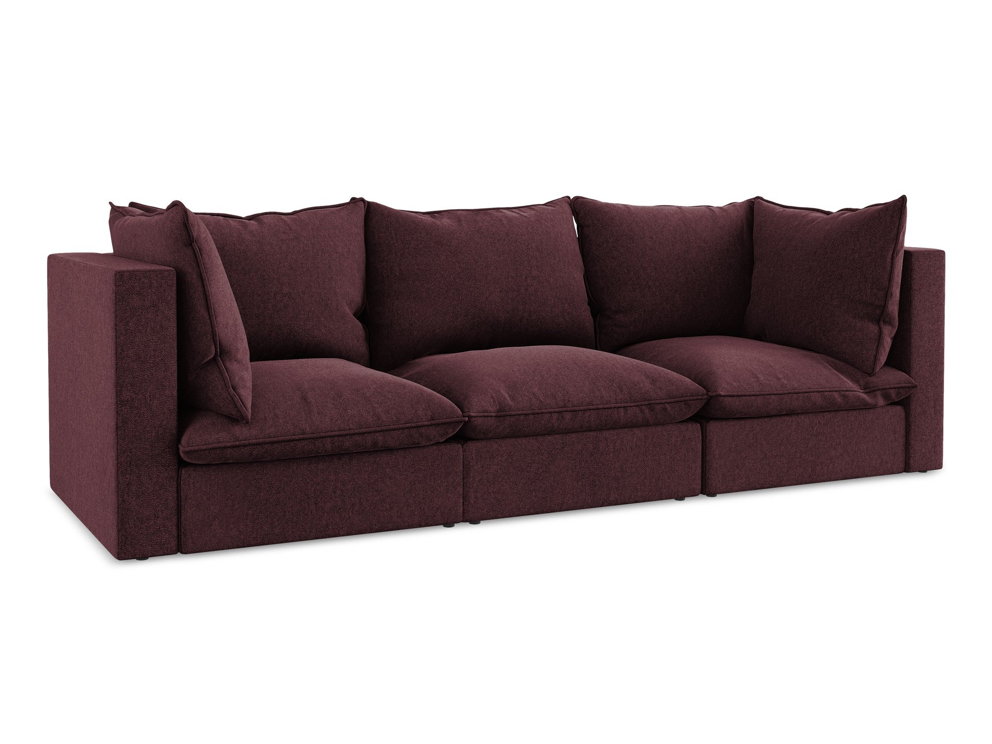 Sofa aus Samt für 3 Personen MANAO bordeauxrot