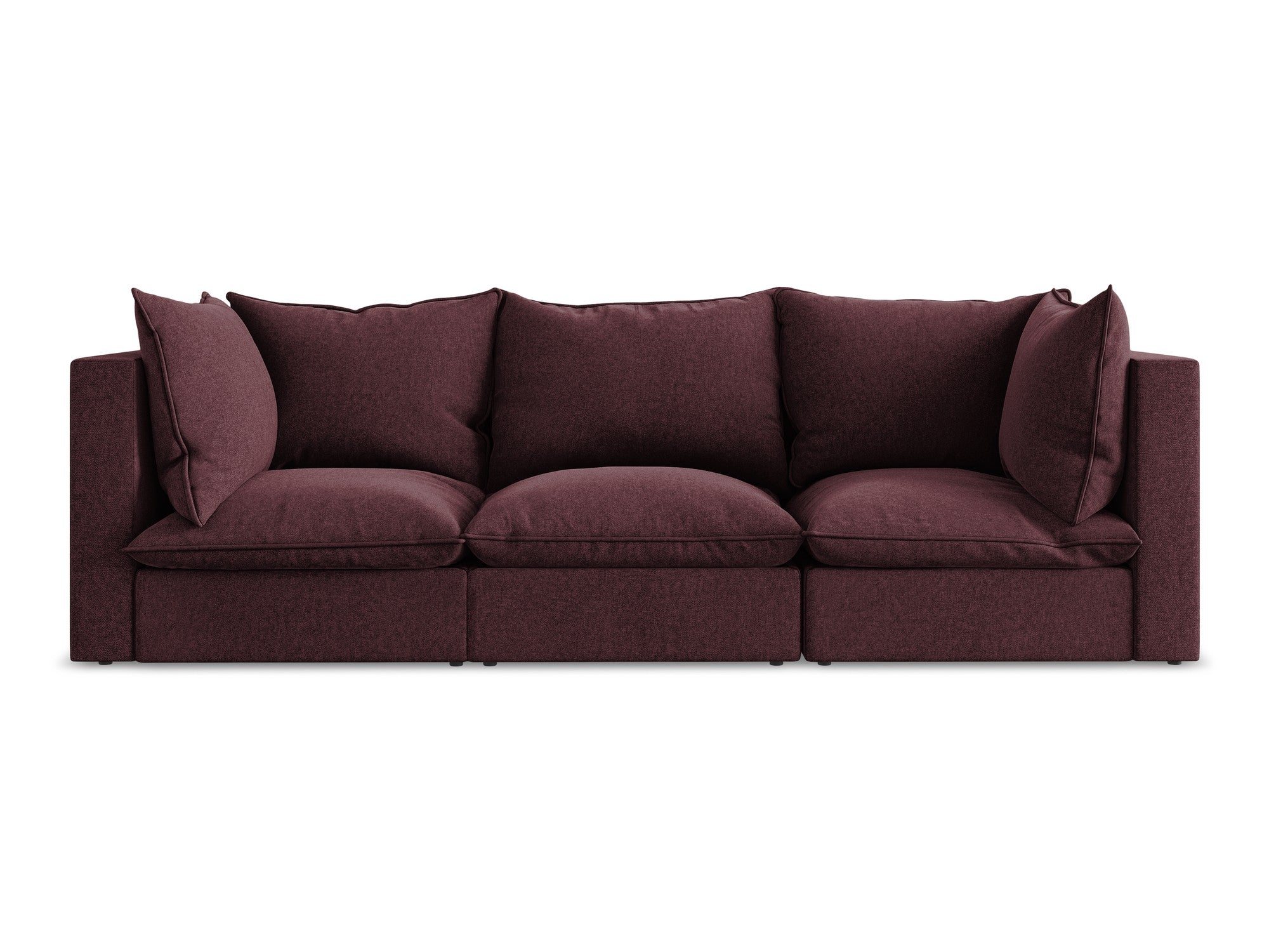 Sofa aus Samt für 3 Personen MANAO bordeauxrot
