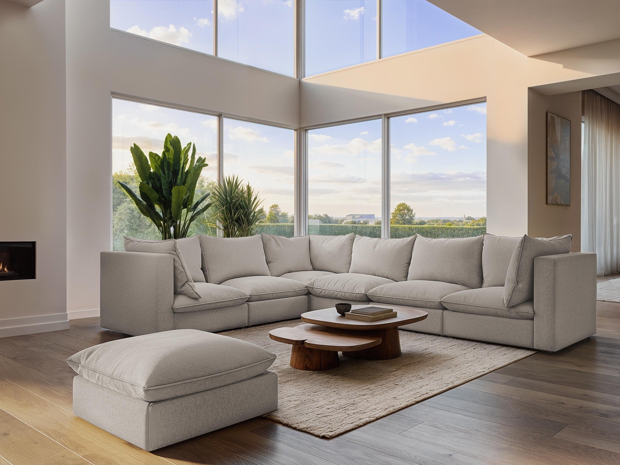 Sofa 3-Sitzer MANAO in blauen Jeansstoff