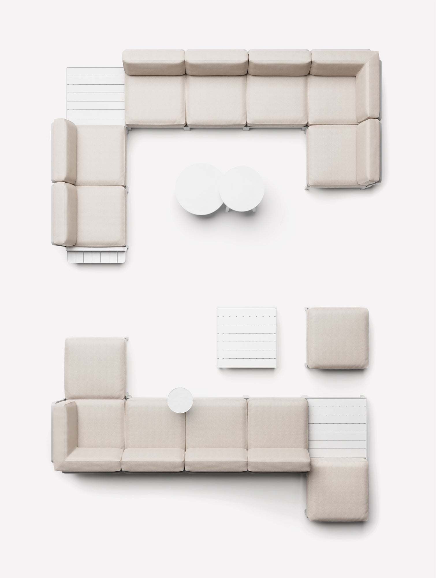 MAXIMO 5 Modular Outdoor Corner Sofa in Thyme Green with Chalk Base