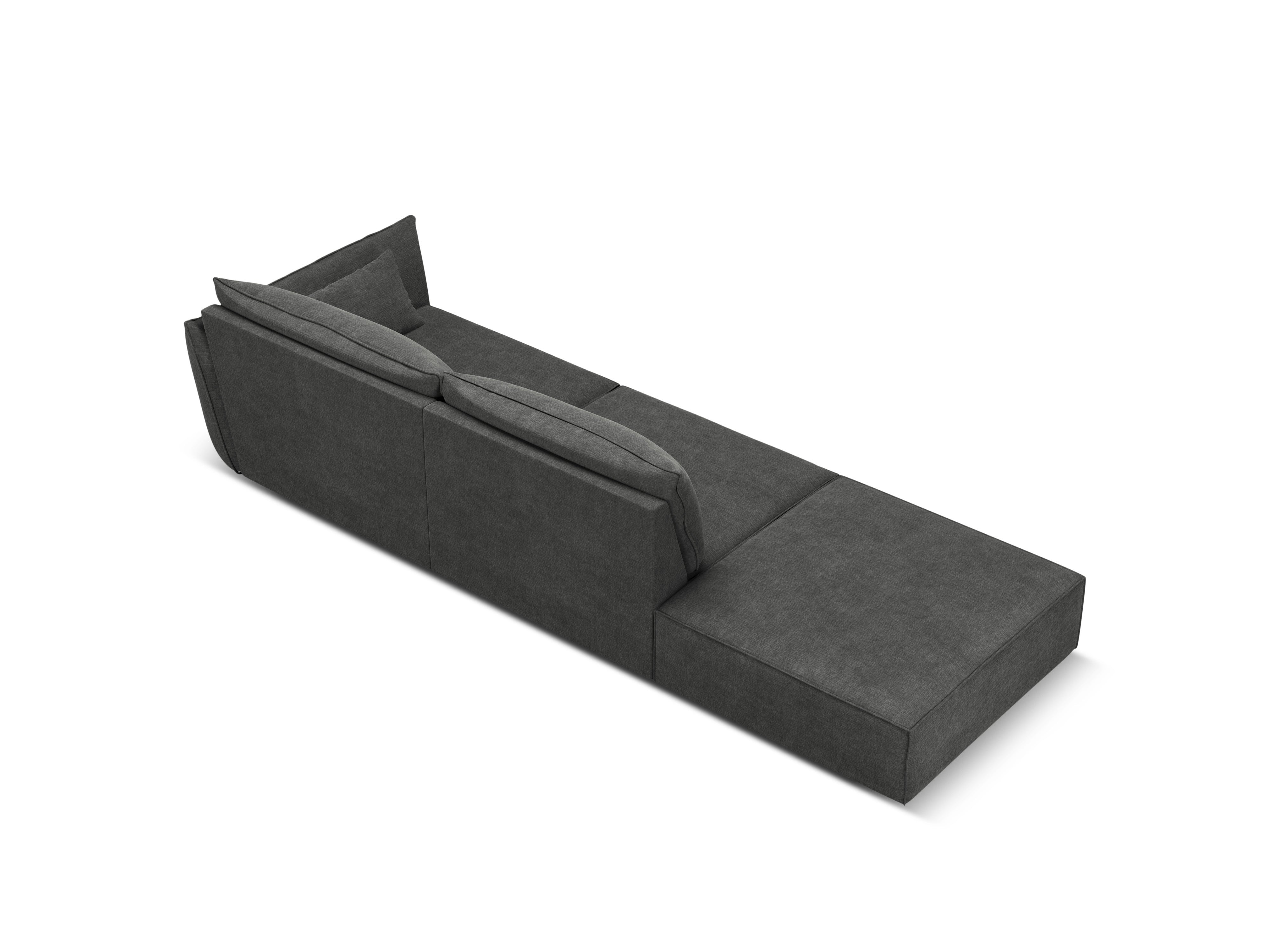 Sofa w tkaninie szenilowej lewostronna otwarta VANDA ciemnoszary