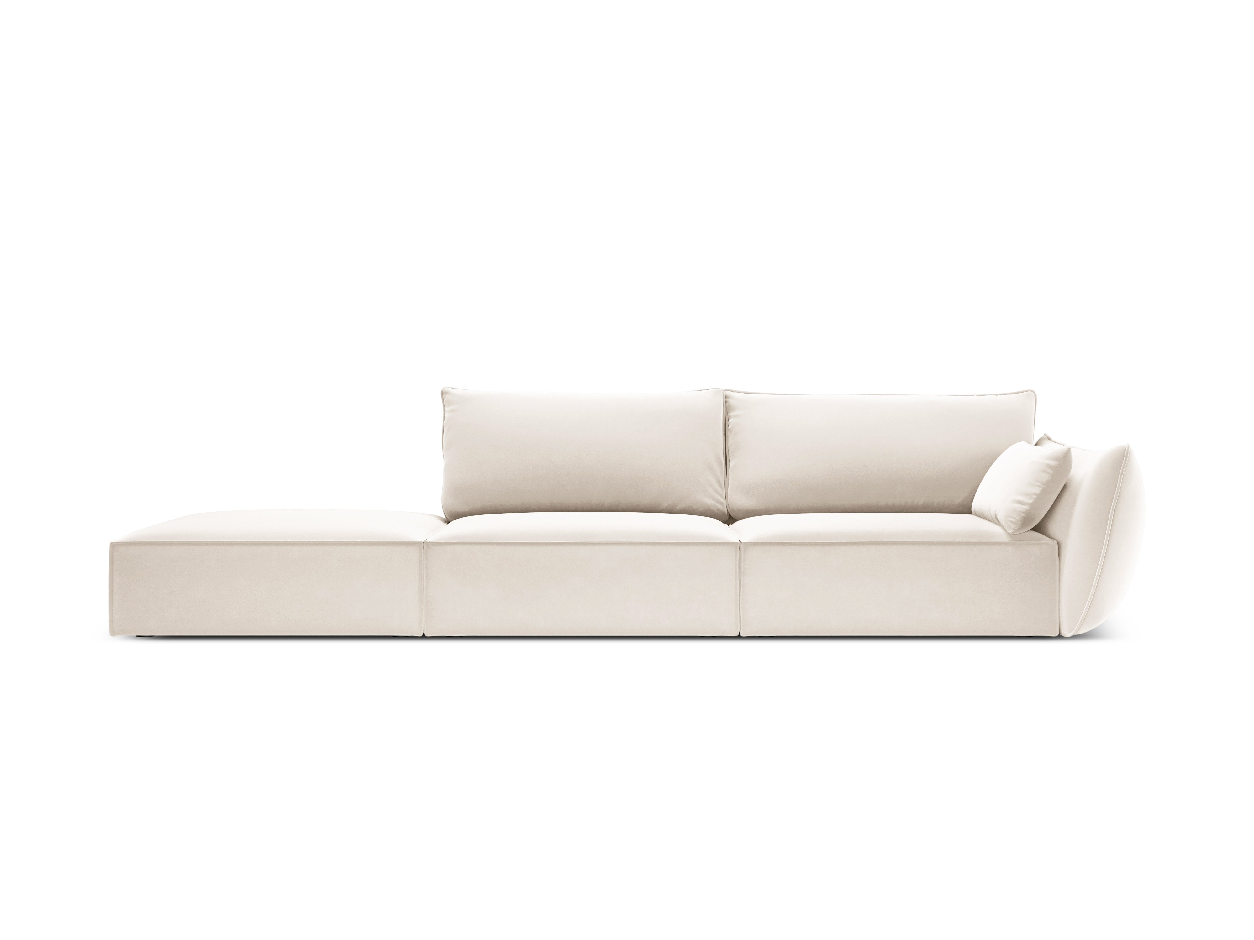 Sofa aksamitna lewostronna otwarta VANDA beżowy