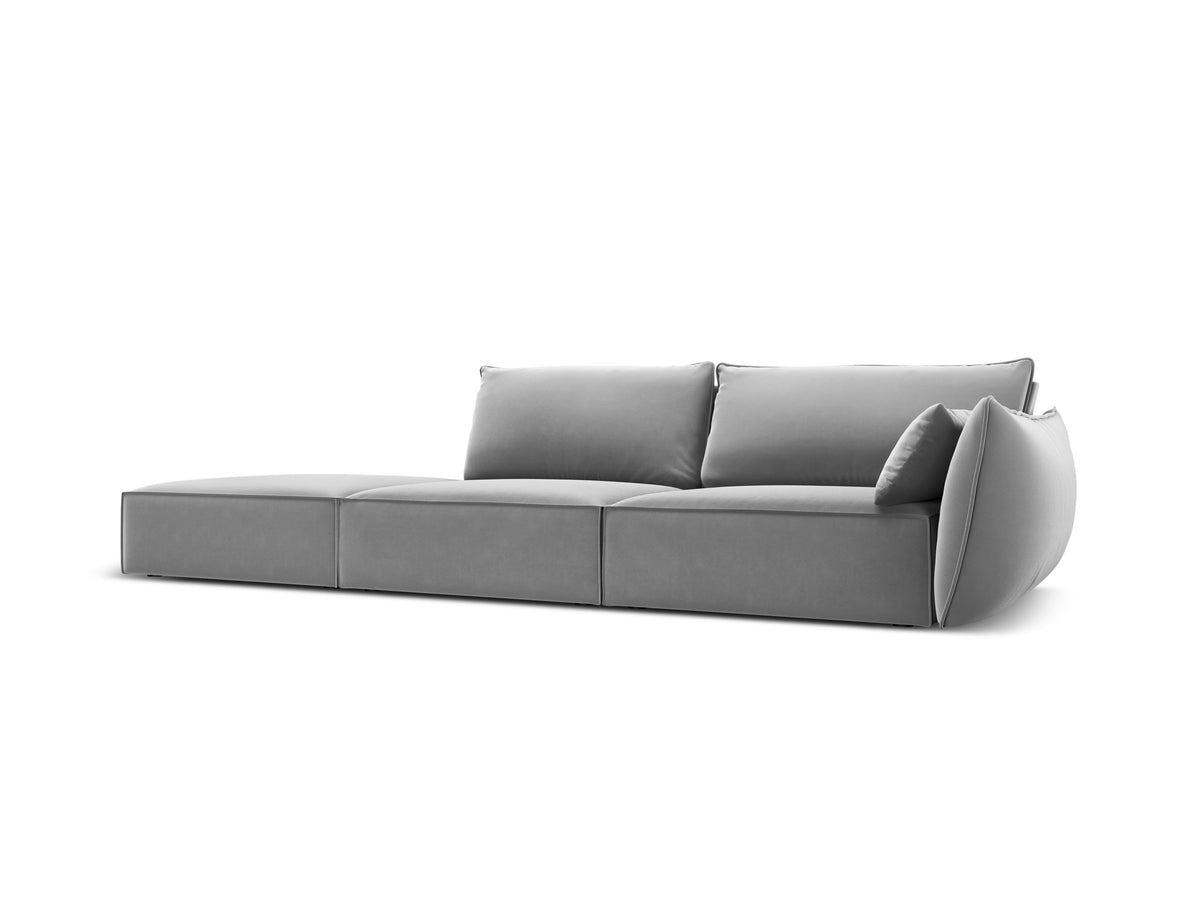 Sofa aksamitna lewostronna otwarta VANDA szary