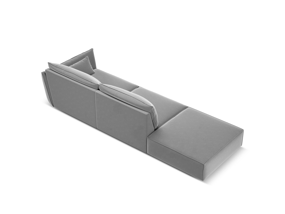 Sofa aksamitna lewostronna otwarta VANDA szary