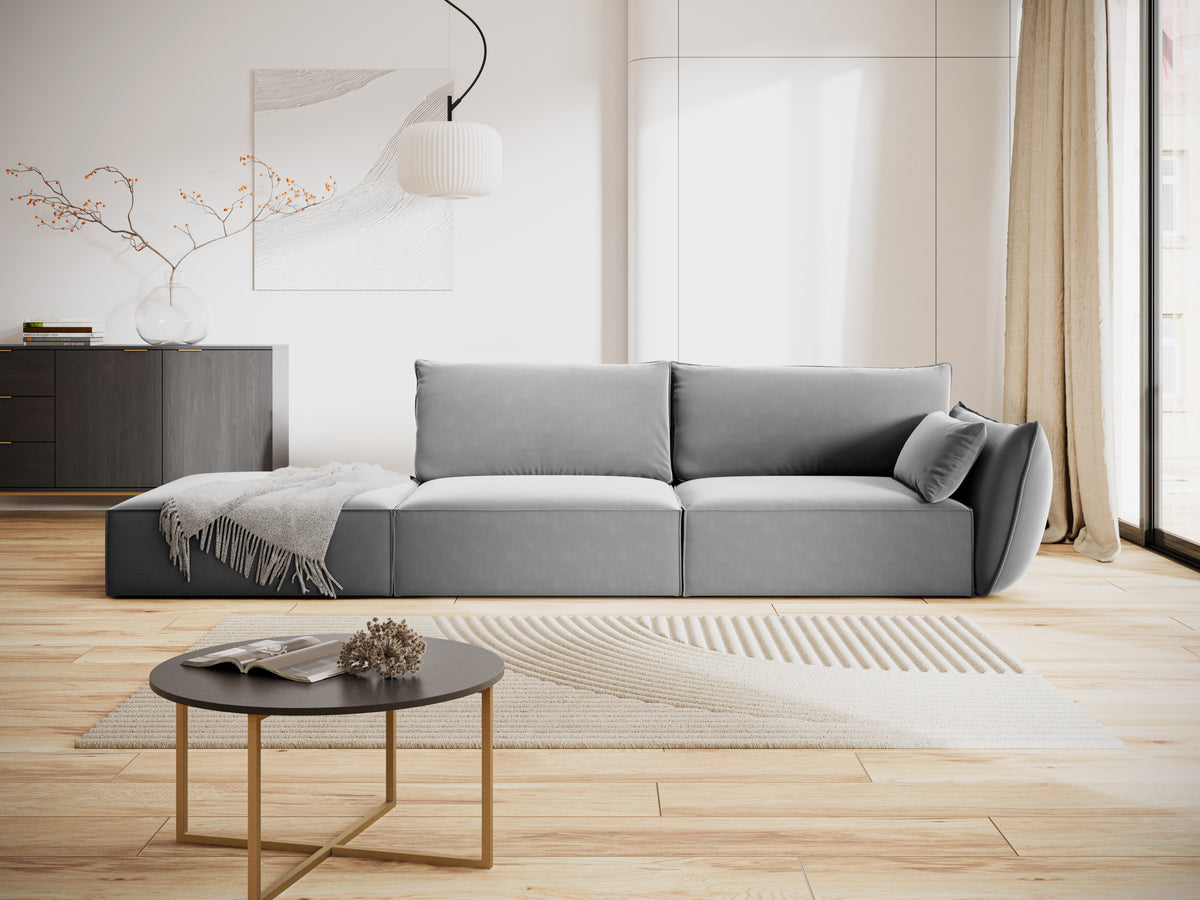 Sofa aksamitna lewostronna otwarta VANDA szary