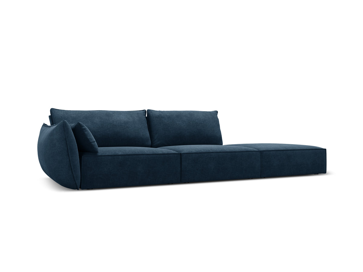 Sofa w tkaninie szenilowej prawostronna otwarta VANDA granat królewski