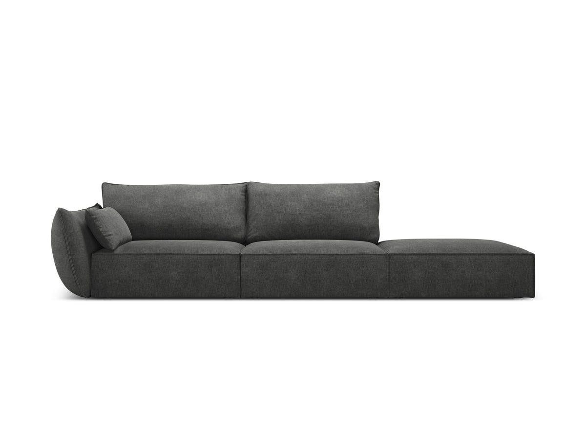 Sofa w tkaninie szenilowej prawostronna otwarta VANDA ciemnoszary
