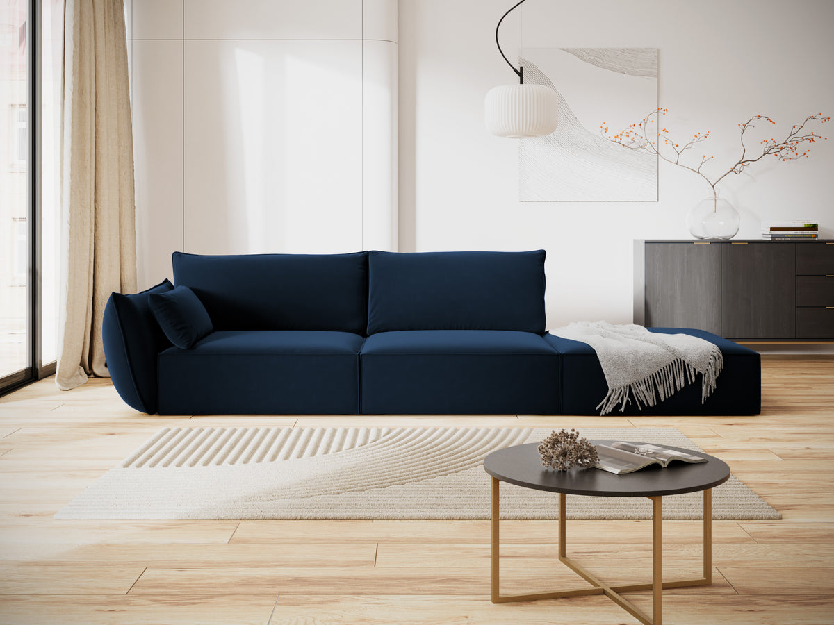Sofa aksamitna prawostronna otwarta VANDA granatowy