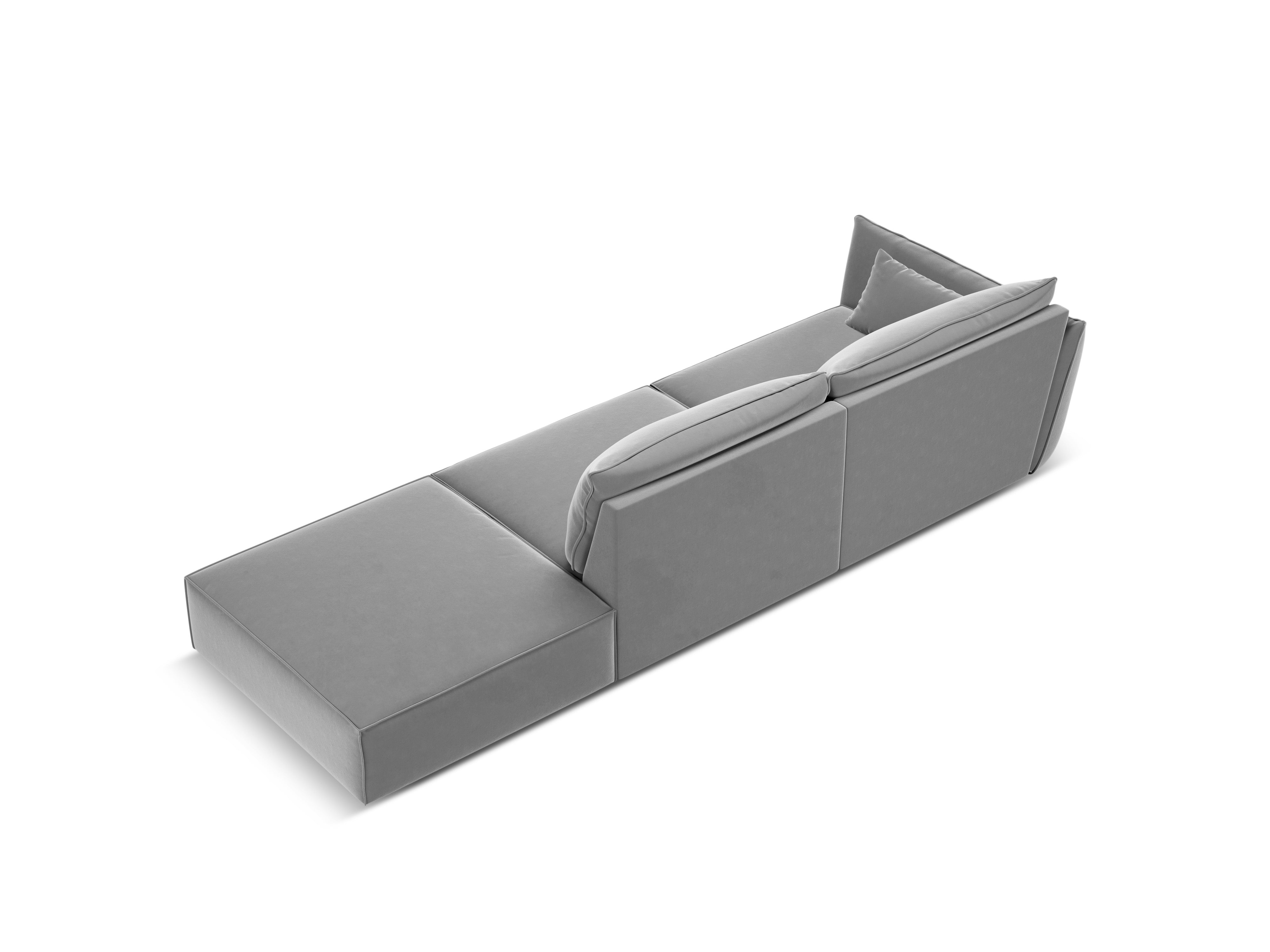 Sofa aksamitna prawostronna otwarta VANDA szary