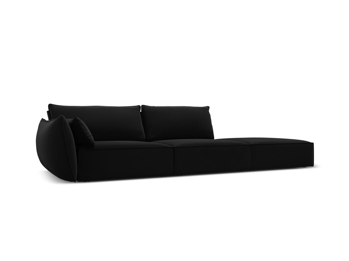 Sofa aksamitna prawostronna otwarta VANDA czarny