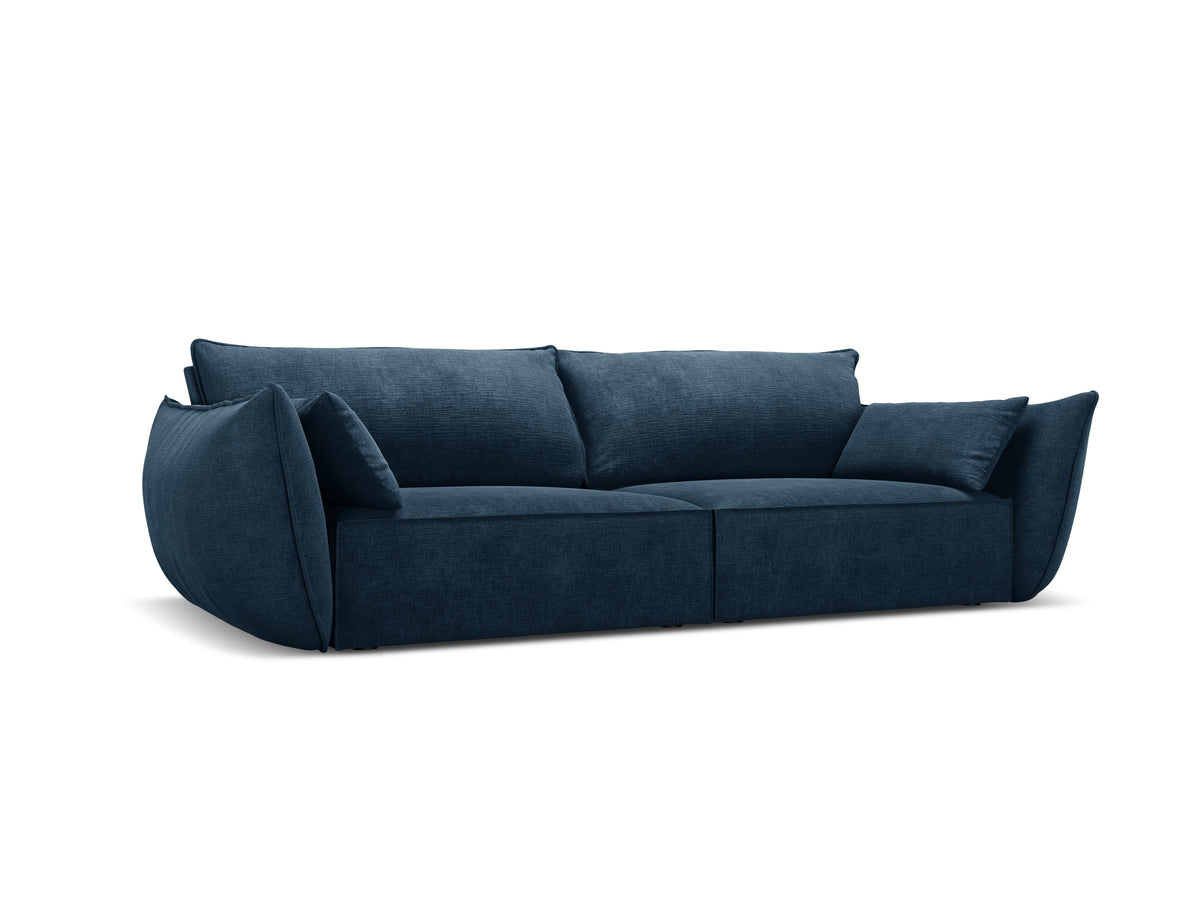 Sofa w tkaninie szenilowej 3-osobowa VANDA granat królewski