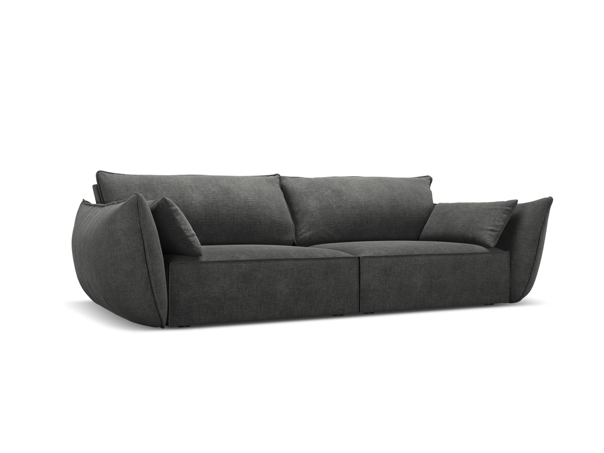 Sofa w tkaninie szenilowej 3-osobowa VANDA ciemnoszary