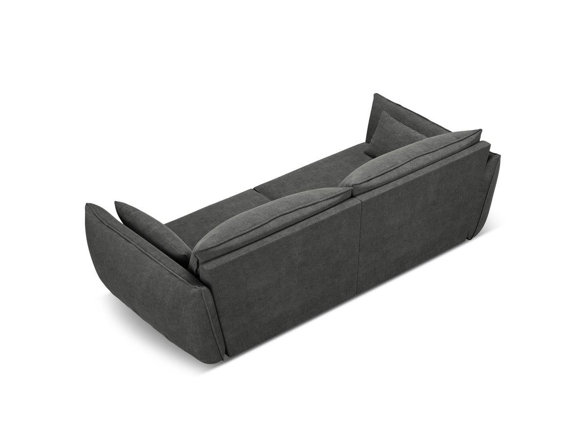 Sofa w tkaninie szenilowej 3-osobowa VANDA ciemnoszary