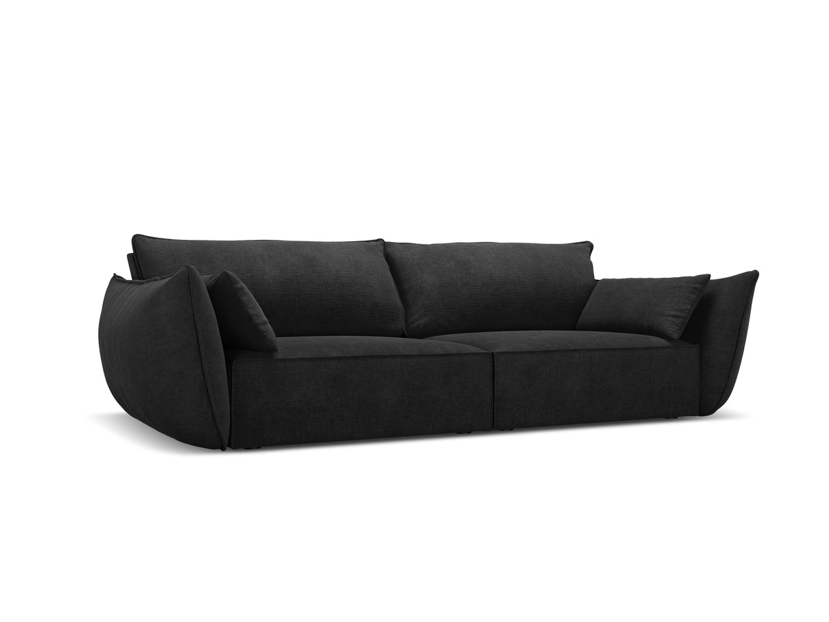 Sofa w tkaninie szenilowej 3-osobowa VANDA czarny