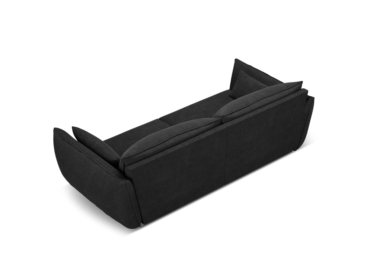Sofa w tkaninie szenilowej 3-osobowa VANDA czarny