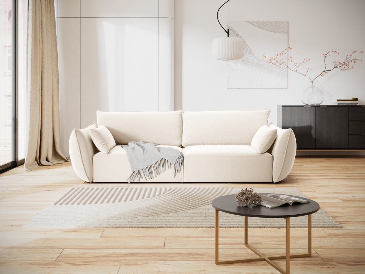 Sofa aksamitna 3-osobowa VANDA beżowy