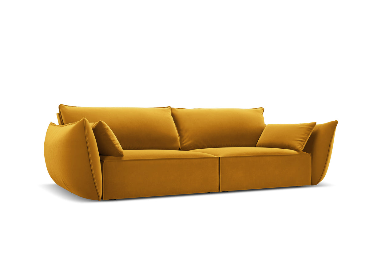 Sofa aksamitna 3-osobowa VANDA musztardowy