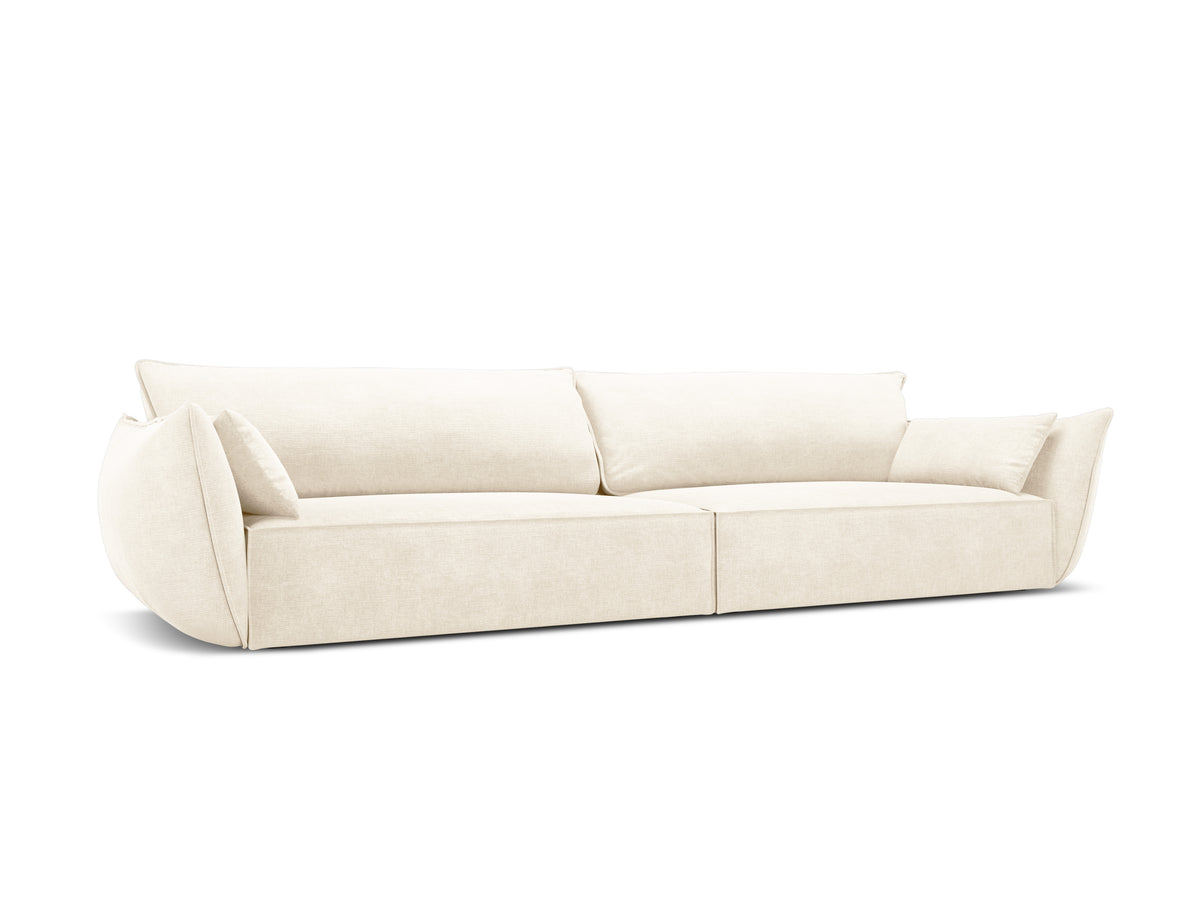 Sofa w tkaninie szenilowej 4-osobowa VANDA jasnobeżowy