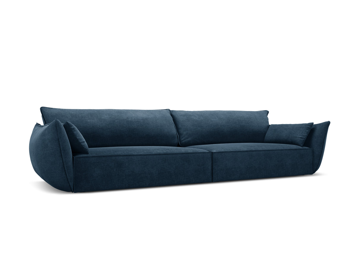 Sofa w tkaninie szenilowej 4-osobowa VANDA granat królewski