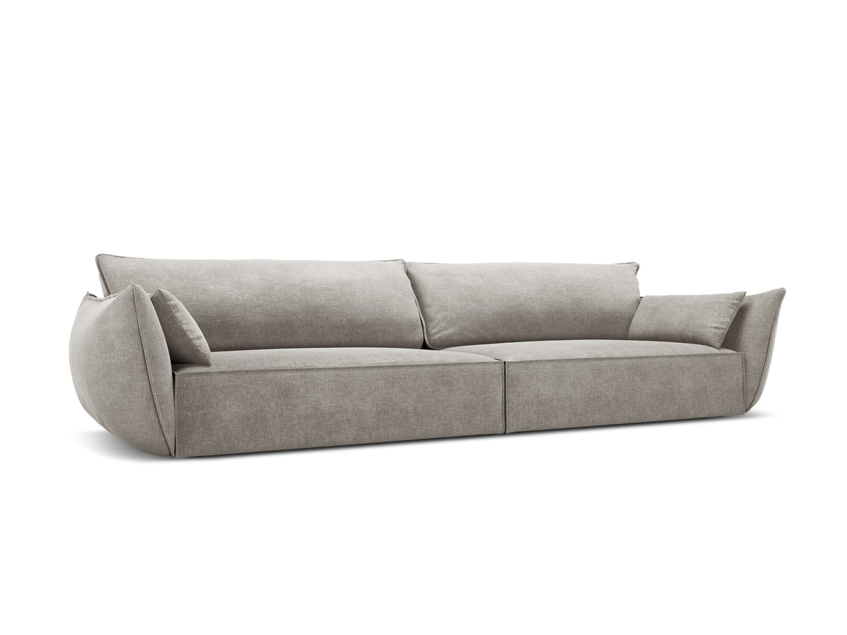 Sofa w tkaninie szenilowej 4-osobowa VANDA jasnoszary
